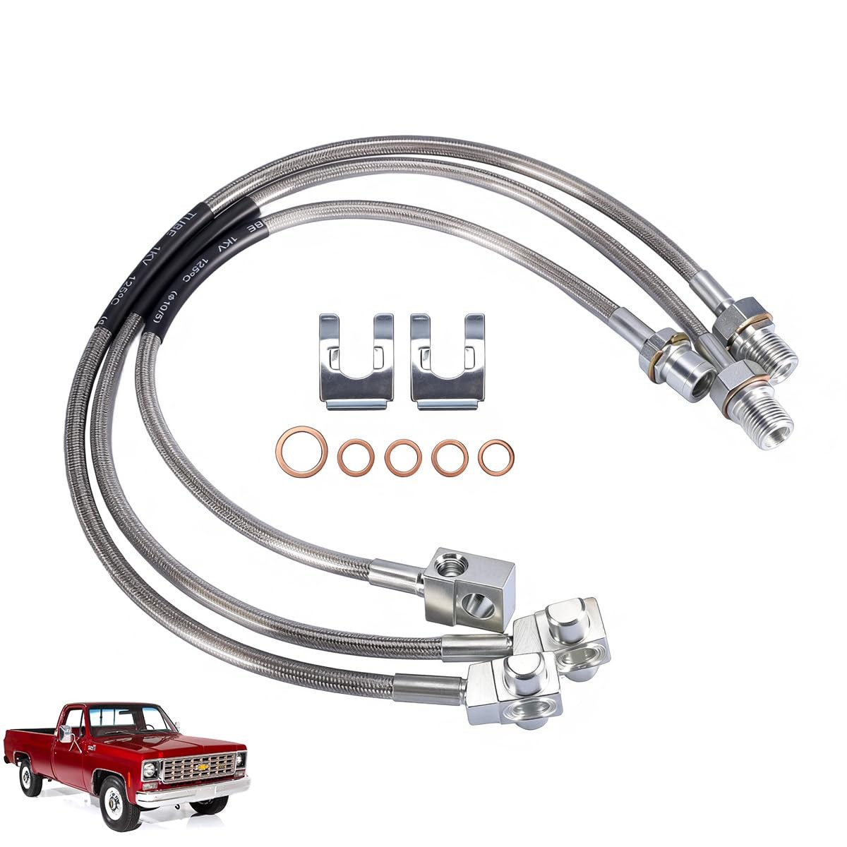 3PCS Stainless Steel Extended Brake Lines Fit Chevy GMC C K 1500 2500 4-6 Lift