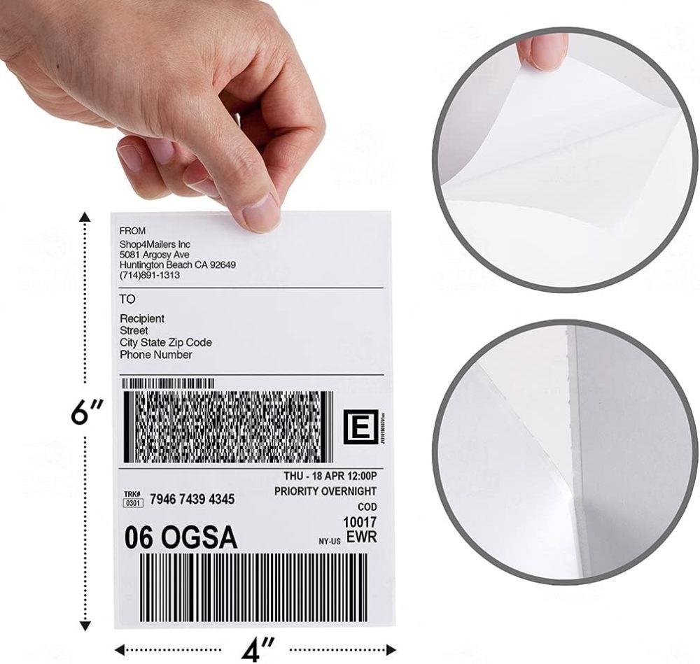 100 Fanfold 4″x6″ Direct Thermal Shipping Blank Labels for Zebra & Rollo Printer