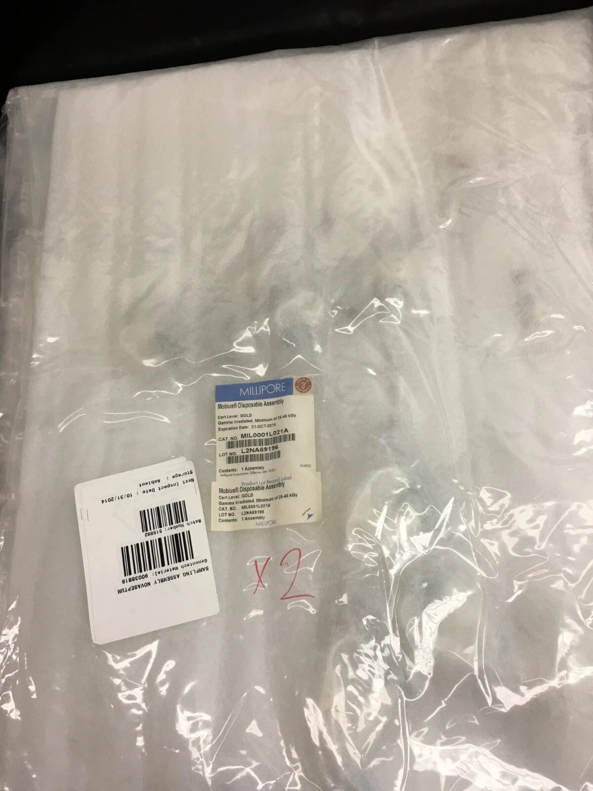 Millipore Cat No MIL0001L021A Gold Mobius Disposable Assembly Lot 2 PCS