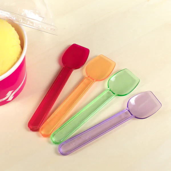 Karat PS Plastic Gelato Spoons/Ice Cream Spoons-Rainbow/Multicolor (2,000 ct)
