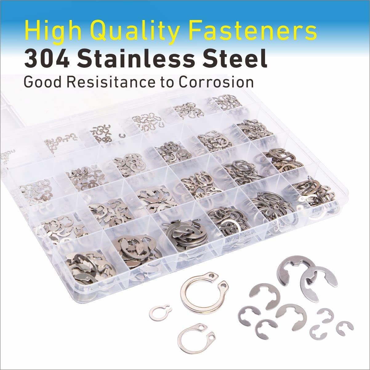 Mariyandh 327Pcs E-Clips Silver Stainless 327pcs e-clips+c-clips,