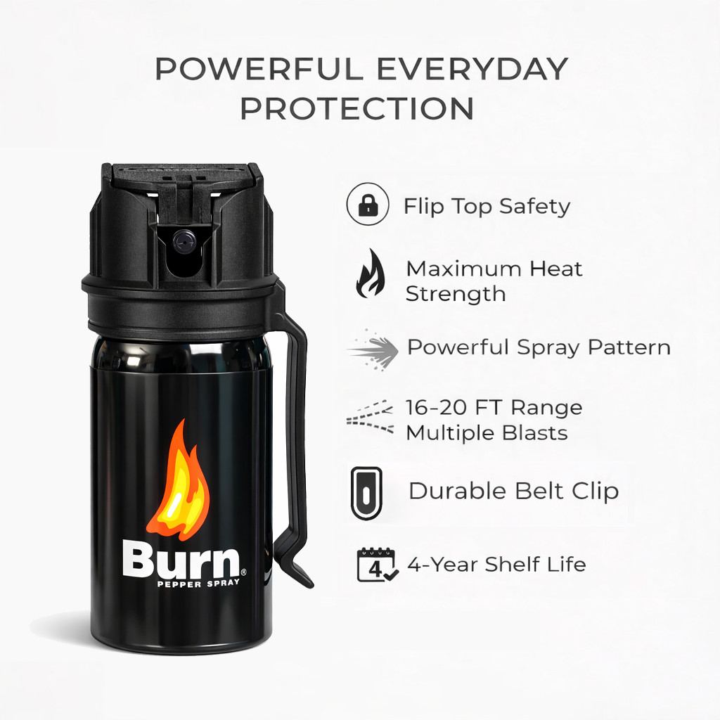 2 Pack Burn Pepper Spray 1.35oz Police Strength OC Personal Safety Self Defense
