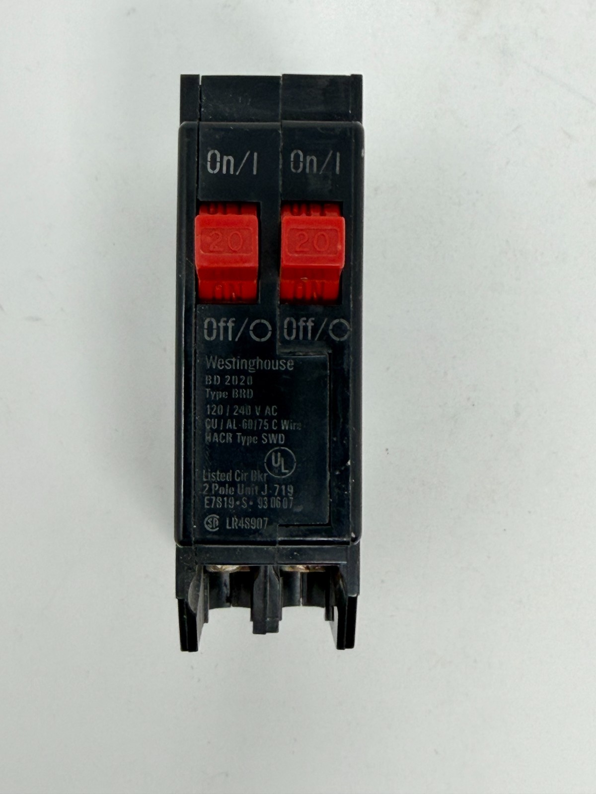 Westinghouse BD2020 20/20A 2-Pole Circuit Breaker 120V