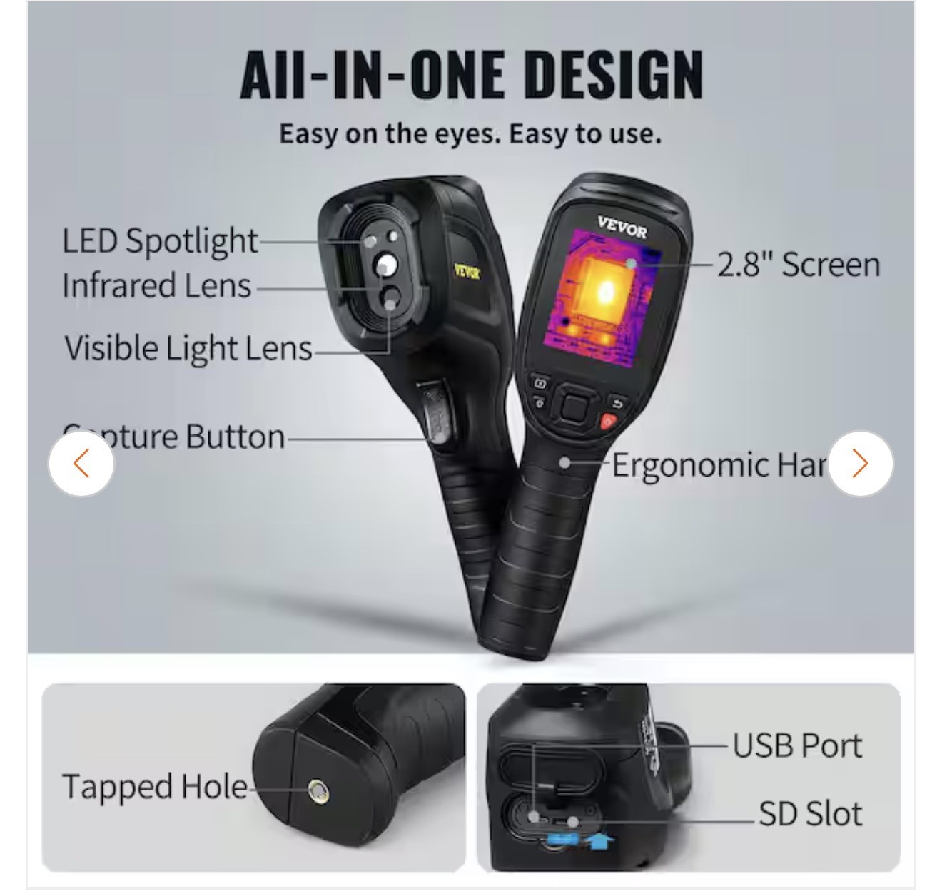 VEVOR Thermal Imaging Camera 240×180 IR Resolution 43200 Pixel Infrared Camera