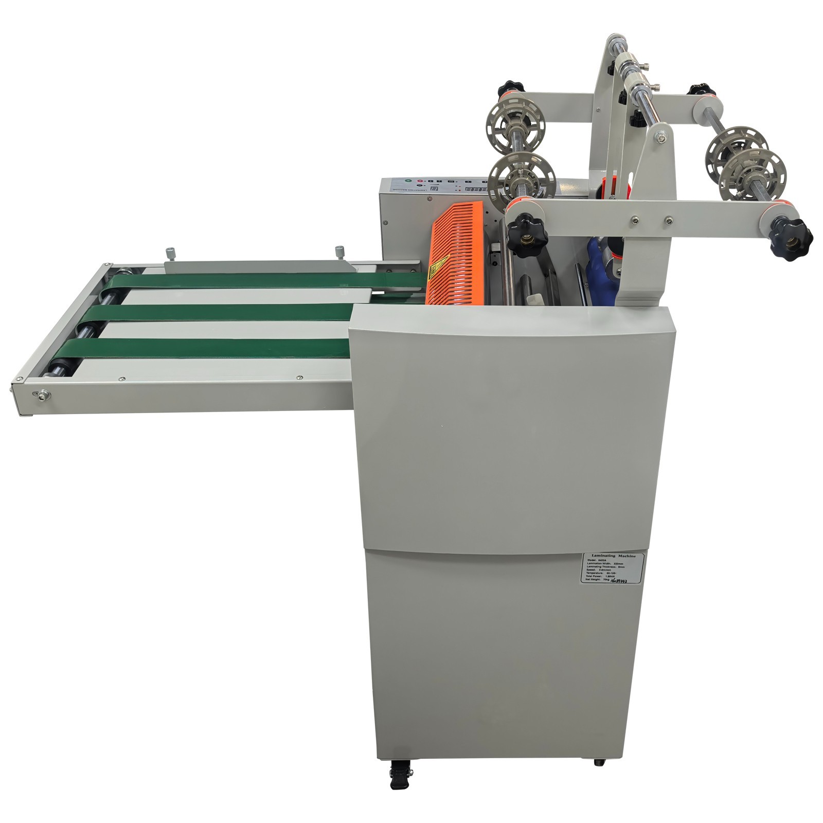 110V 32CM/12.6″ Vertical Roll Laminator Machine with Conveyor Belt, Cold Hot Ste