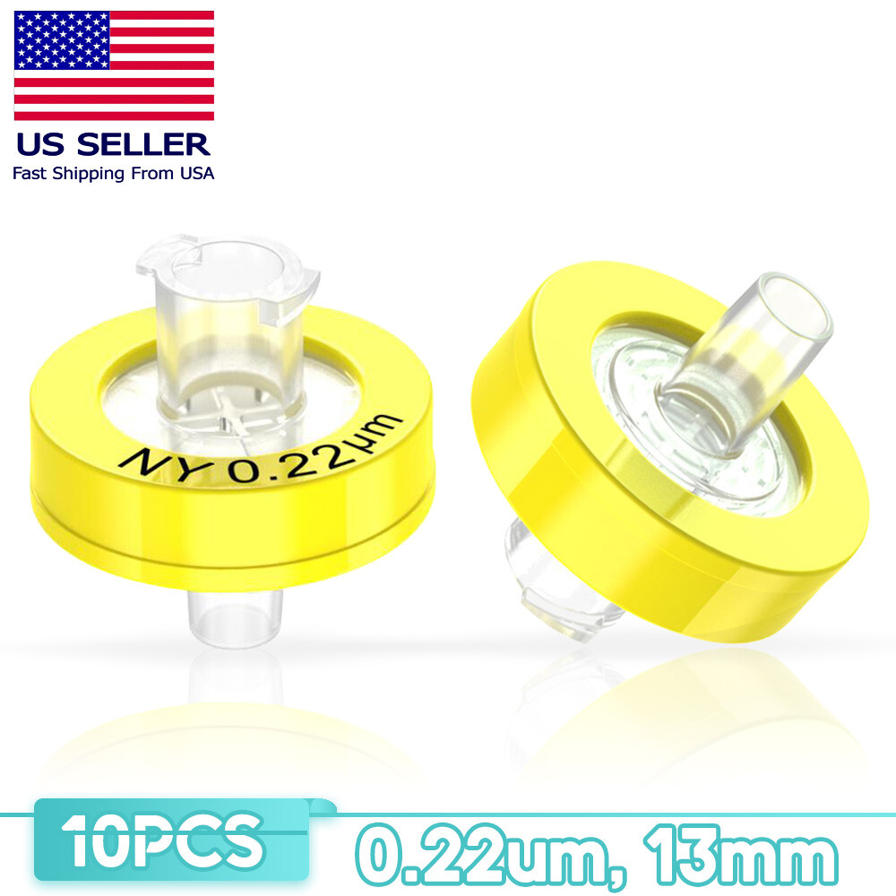3000PCS Nylon Yellow Syringe Filters 13mm/25mm Diameter; 0.45μm/0.22μm Pore Size