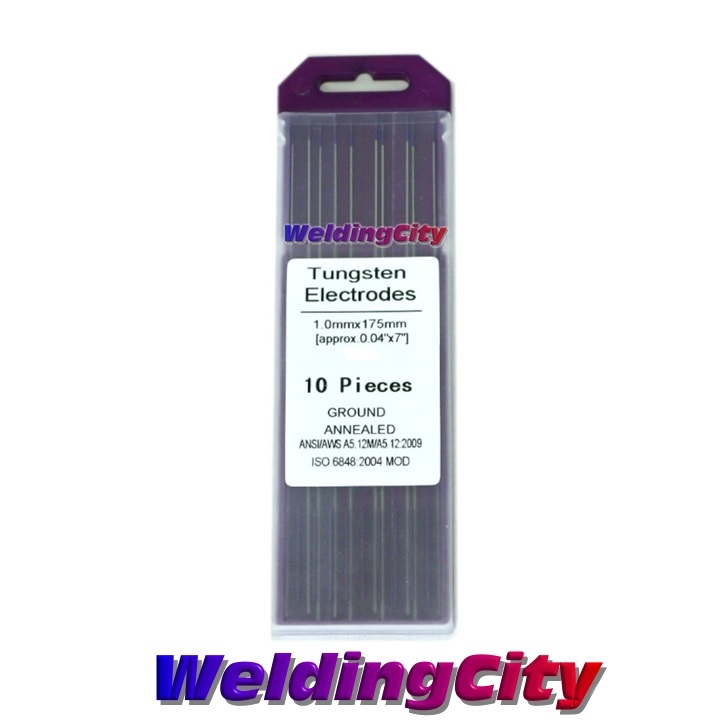 WeldingCity 10-pk TIG Welding Tungsten Tri-Element Non-Radioactive Purple .040×7