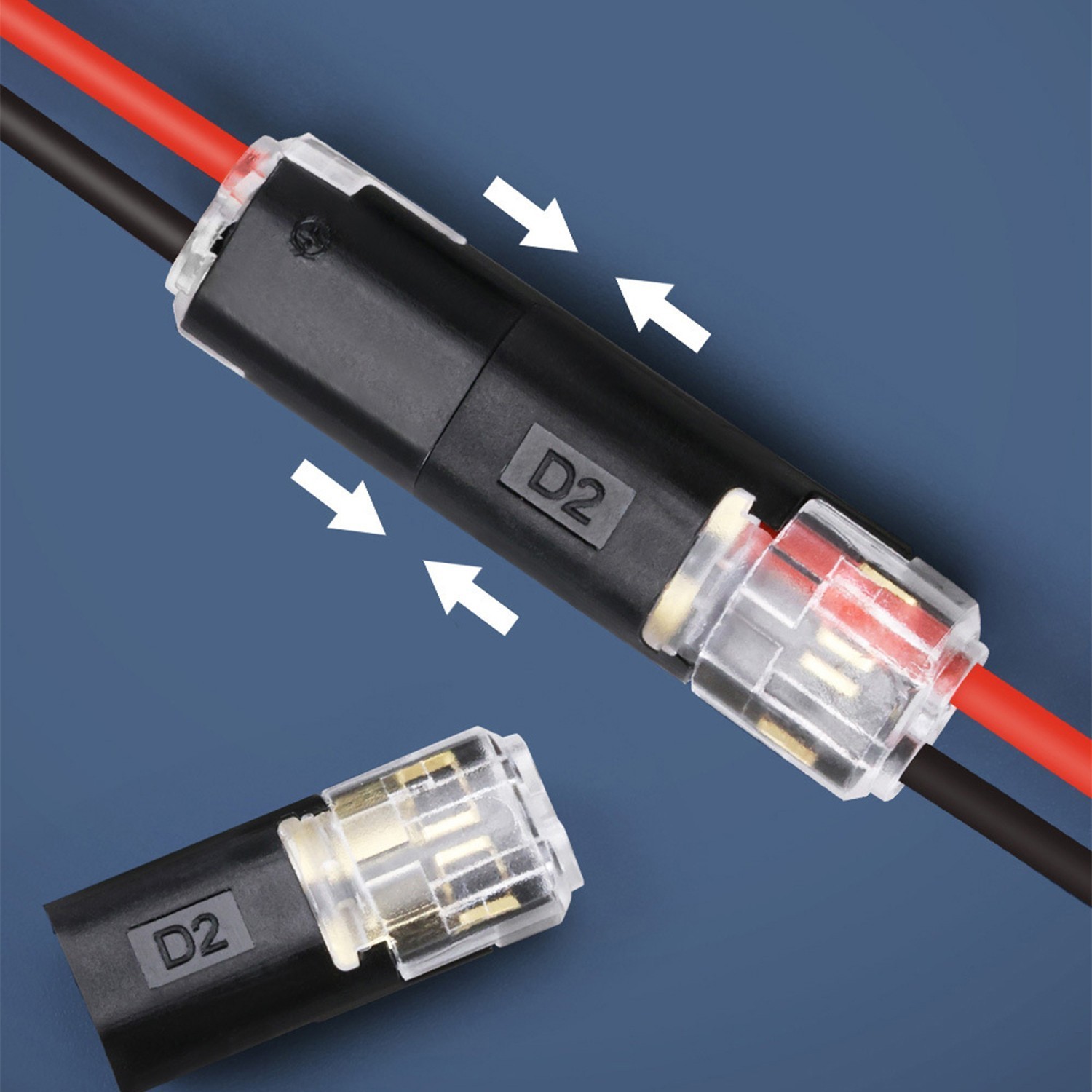 50 PACK Double-Wire Plug-in Connector, Cable Clamp with Locking Buckle AWG 18-22