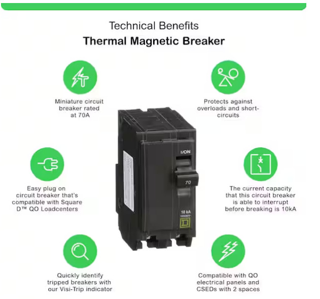 Square D QO 70 amps Plug In 2-Pole Circuit Breaker