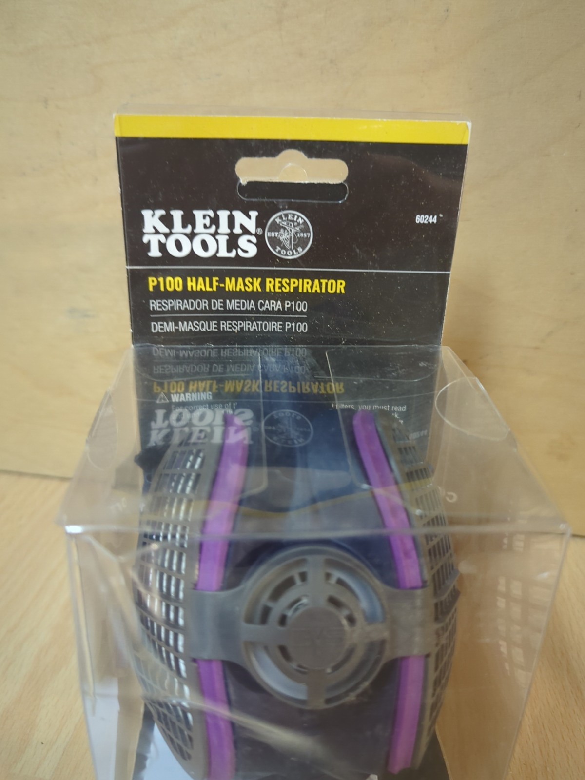 Klein Tools 60244 P100 Half‑Mask Respirator M/L – NIOSH‑Approved, Silicone Free