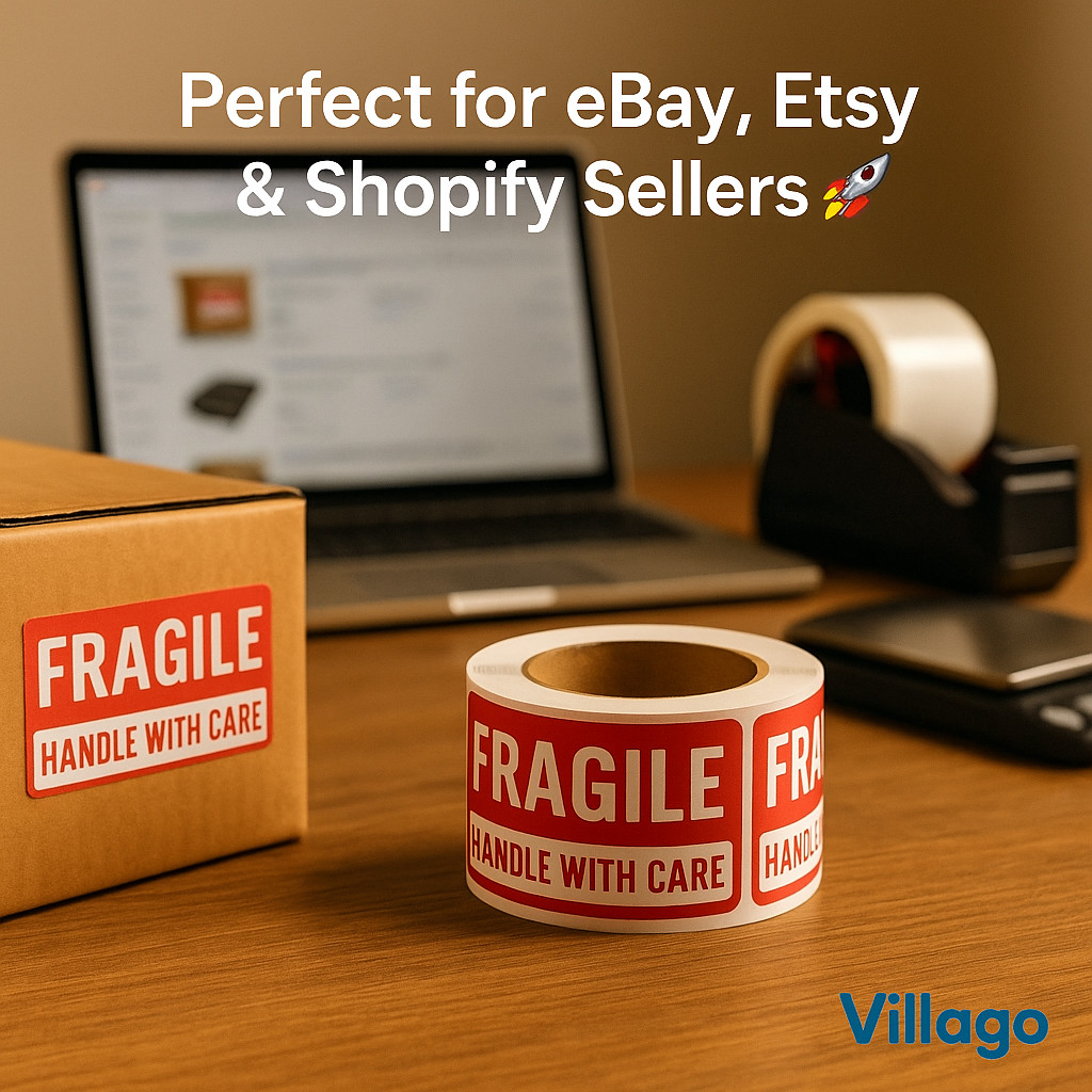 FRAGILE Stickers 1×3 Inch | Handle With Care Labels 1000 Pack | Strong Adhesive
