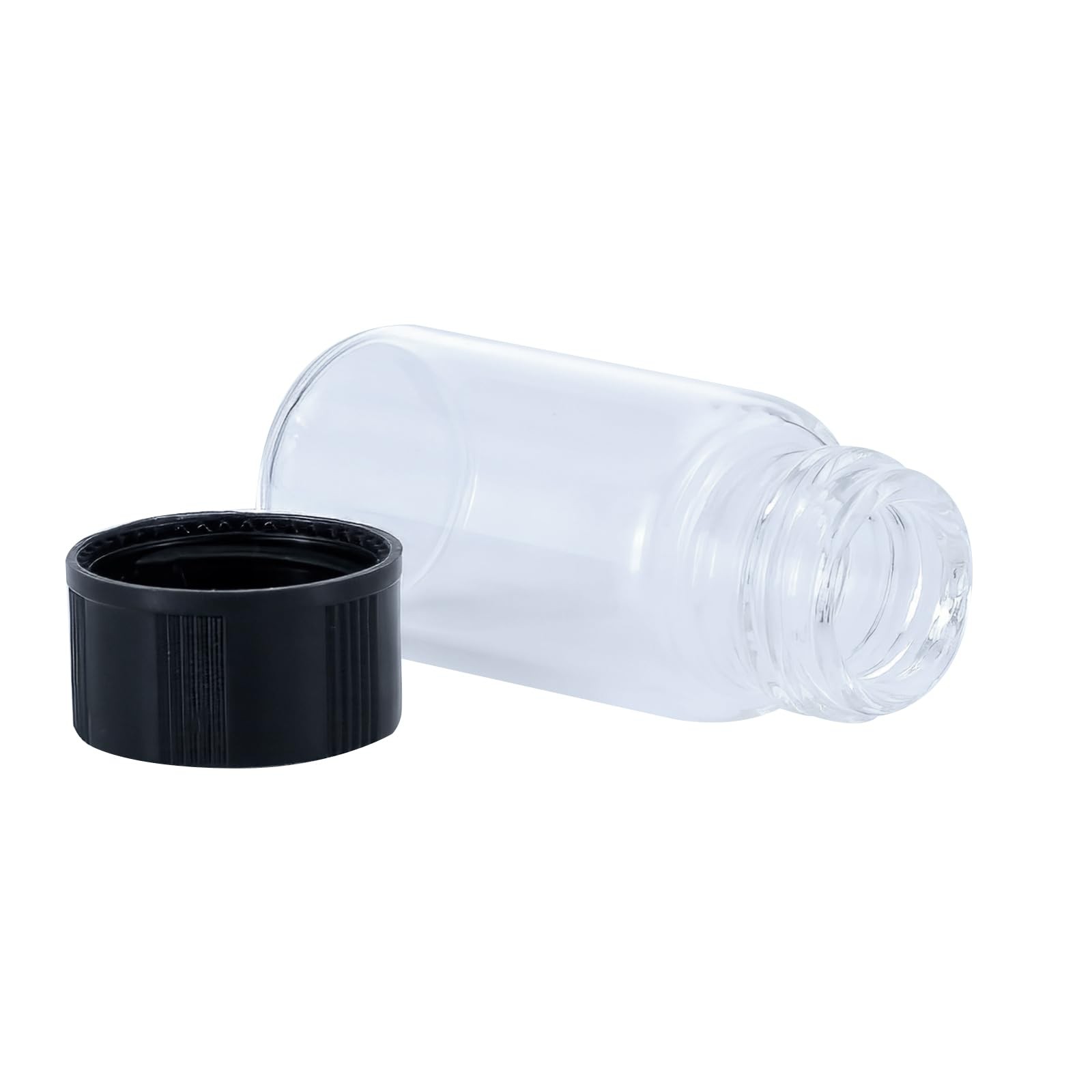 Minifrascos de vidrio transparente 5 ml (1/6 oz) con tapones rosca de plástico.