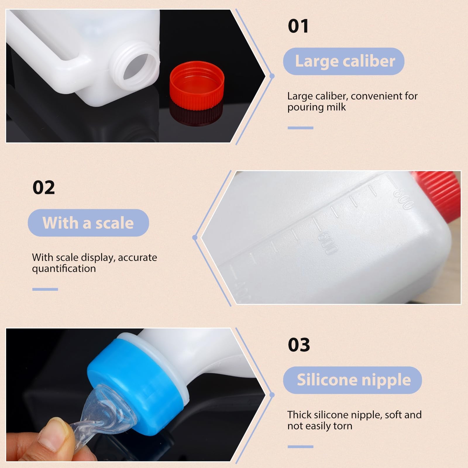 2 Pcs 800ml Lamb Feeding Bottle Thickened Goat Feeder Hang Upside Down Nursing