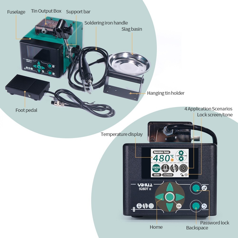 YIHUA 928DT Auto Tin Feeder Soldering Station 110W Iron Fast Heating
