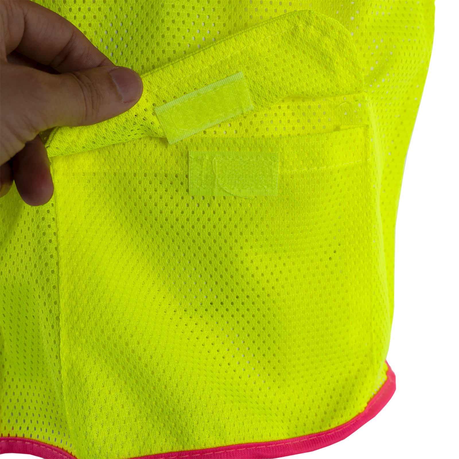 Class 2 Reflective Two Tone Safety Vest Pockets, Lime/pink outline Jorestech