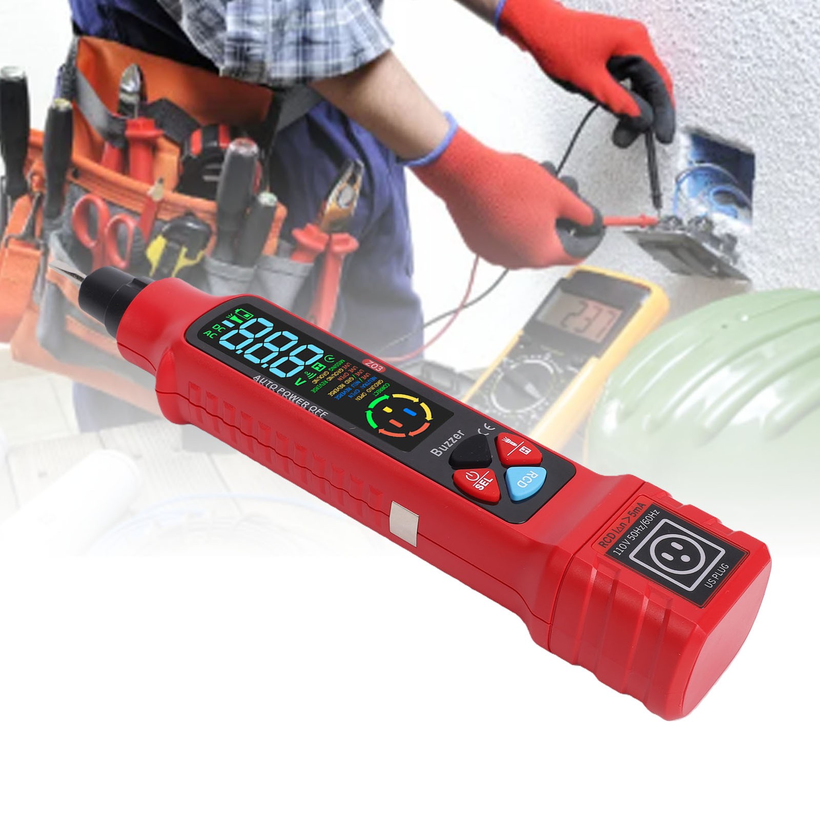 Non Contact Voltage Detector With LCD Display Neutral Live Wire Tester For Ci