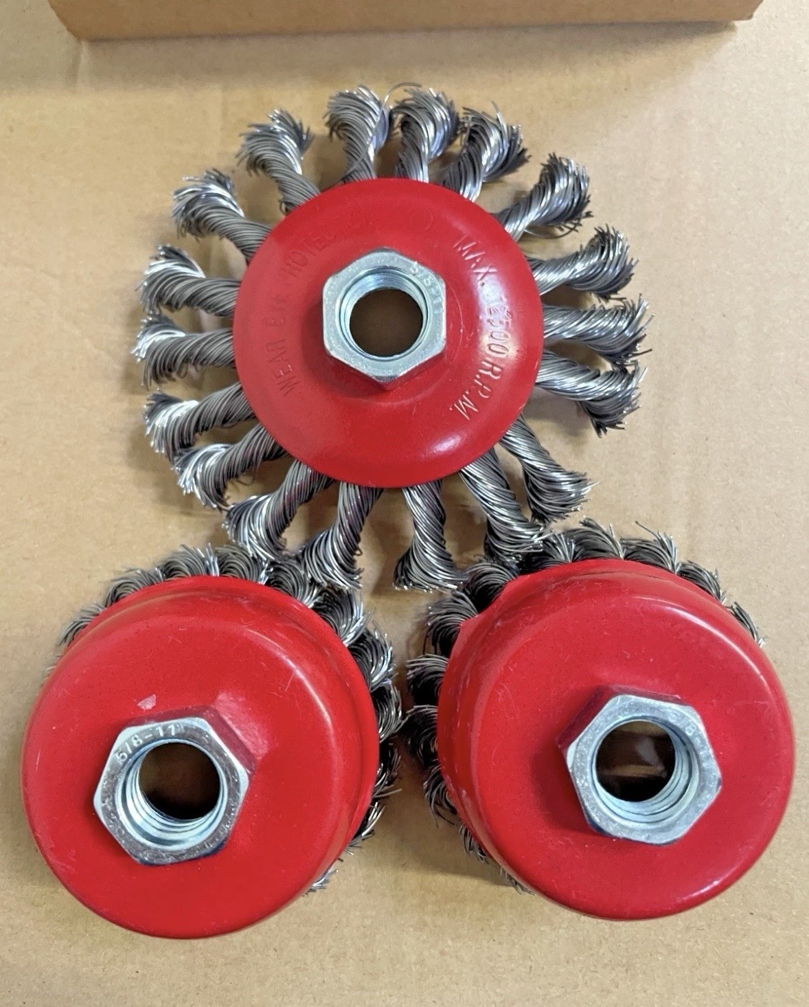 MIKILIKIEN 3 Pcs 2.5 inch Wire Cup Brush for 4 1/2 Angle Grinder, RED