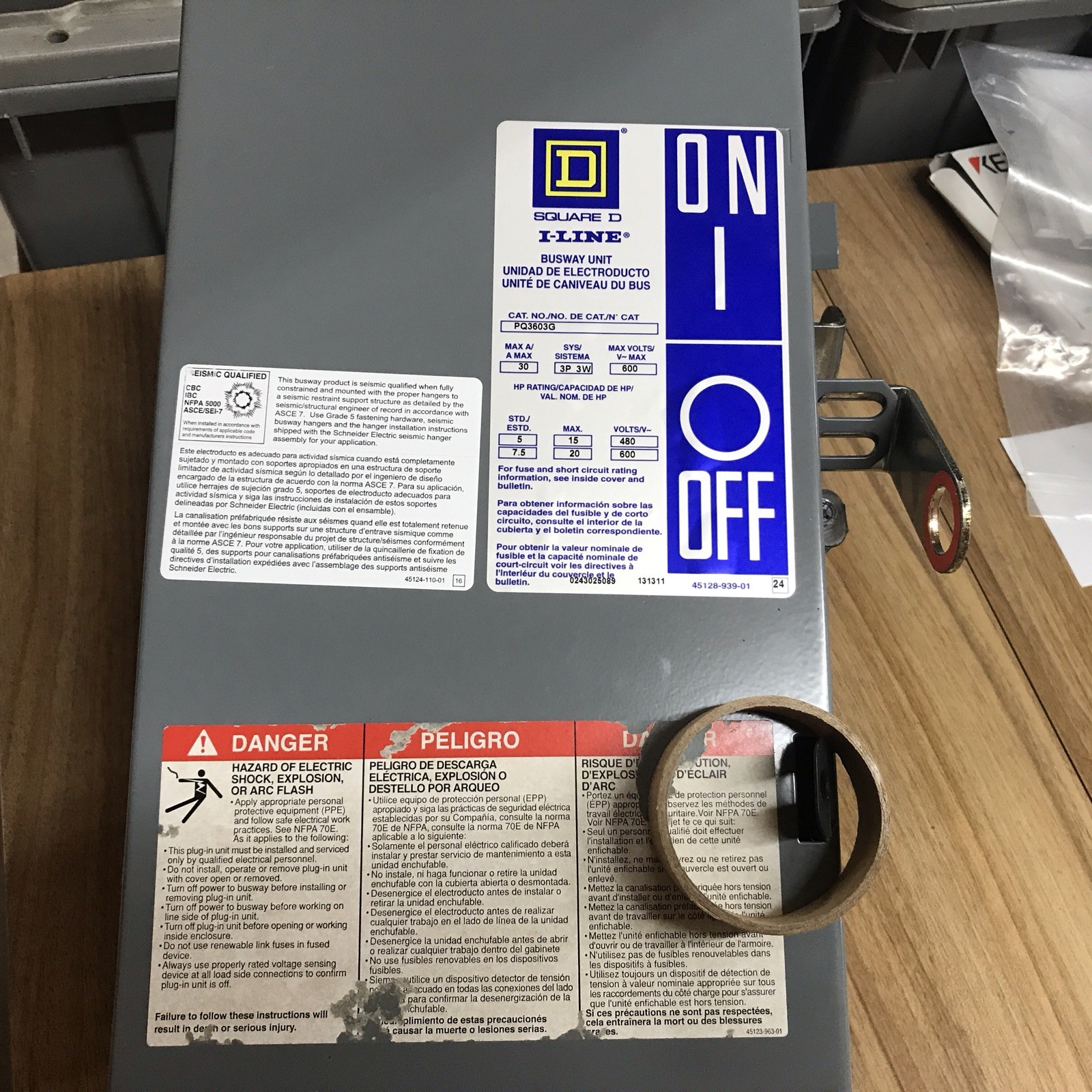 SQUARE D PQ3603G 30A 600V 3Ph 3W NEW OPEN BOX OLD STOCK