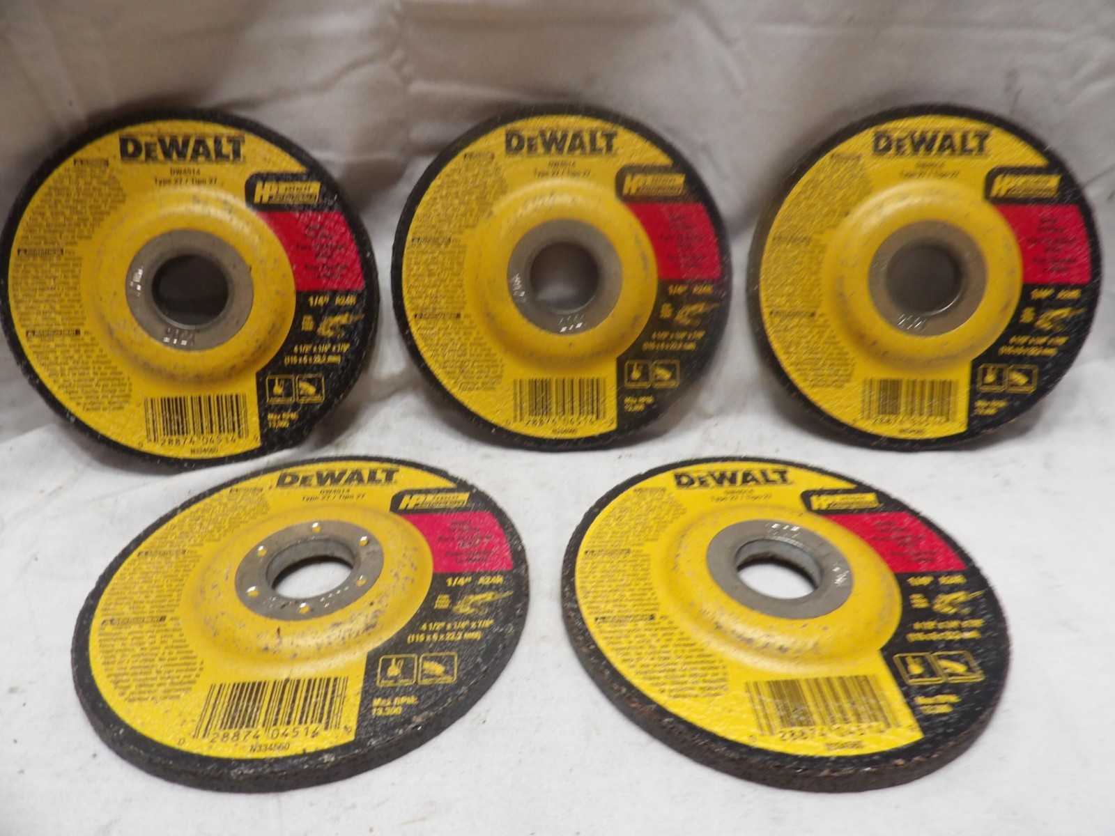 DeWalt Metal Grinding Wheel 4-1/2″ x 1/4″ x 7/8″ DW4514 Max rpms 13,300 (Qty 5)
