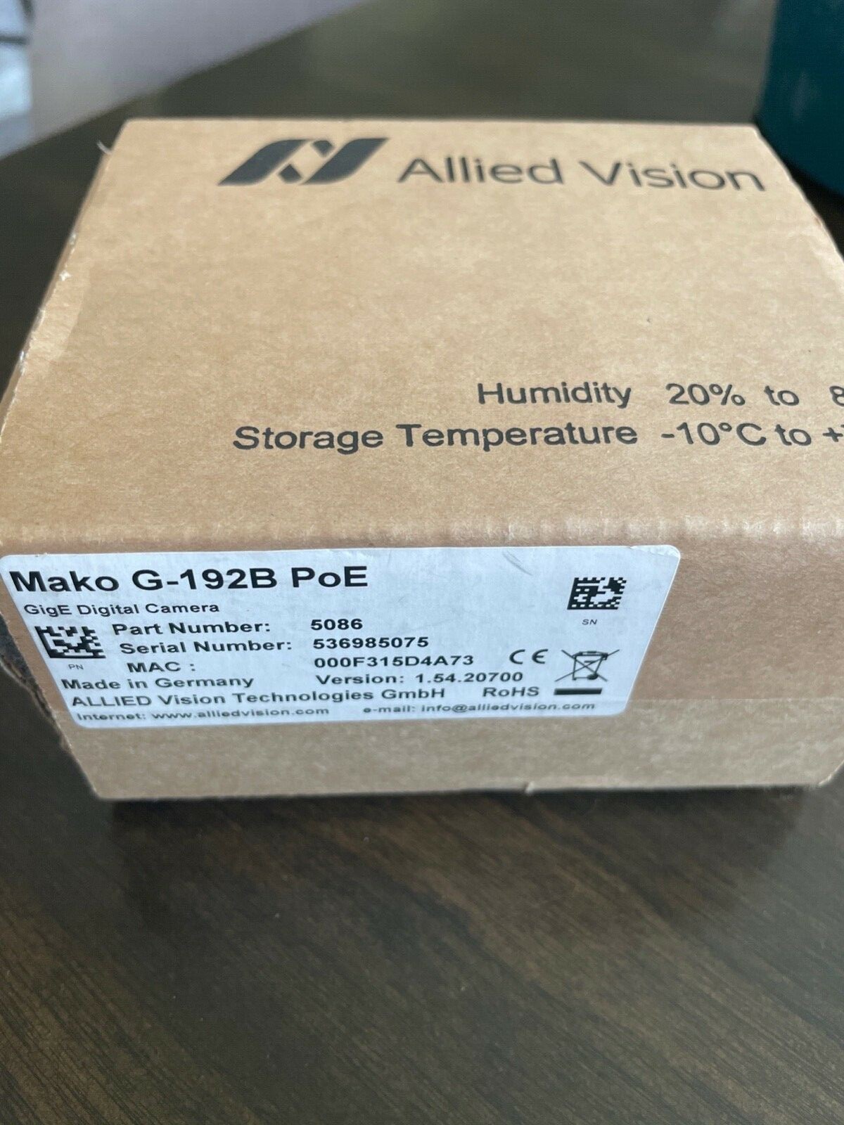 Mako G192B with Teledyne e2v EV76C570 runs 60.0 fps at 1.9 MP resolution