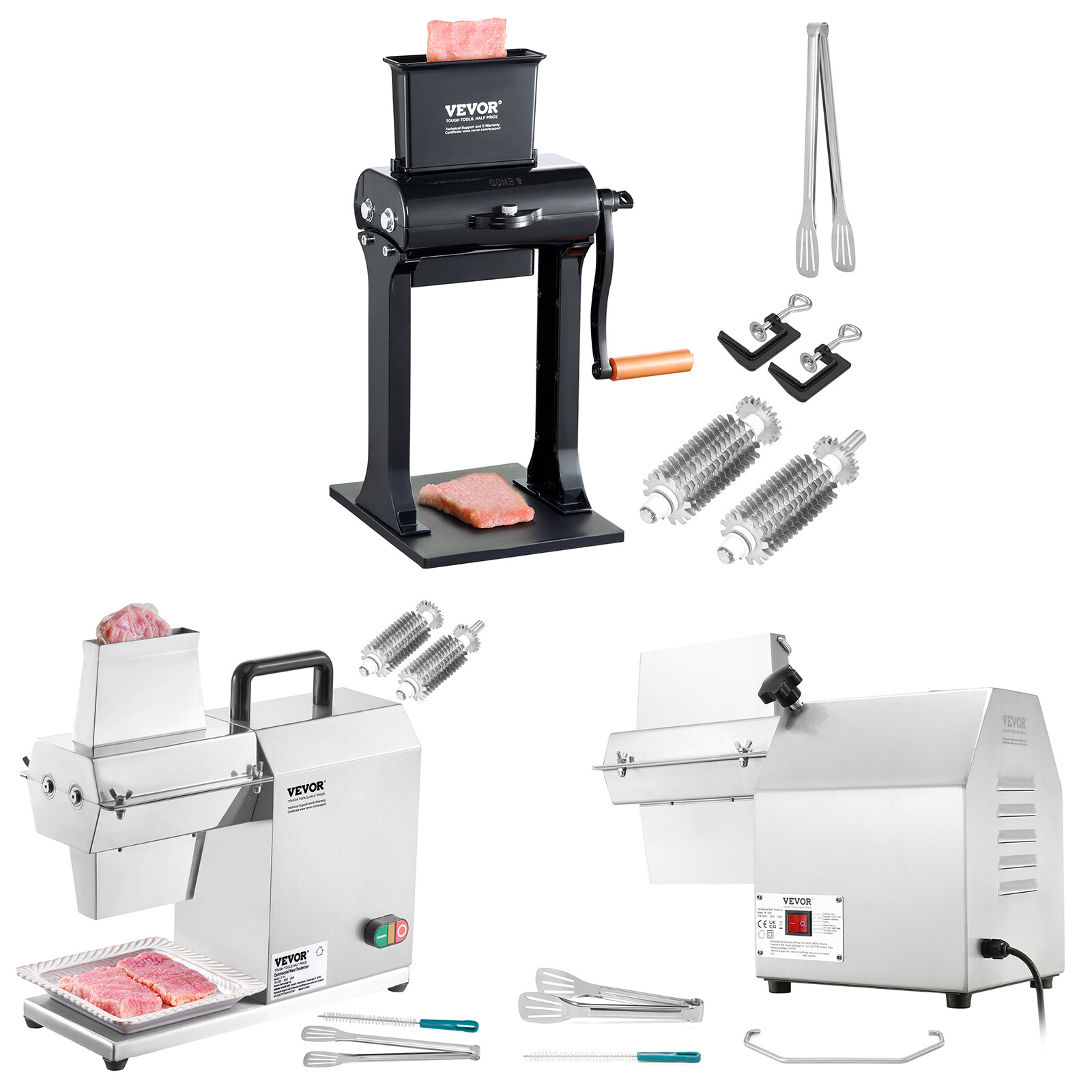 VEVOR 450/750W Commercial Meat Tenderizer Machine Stainless Steel Kitchen Tool