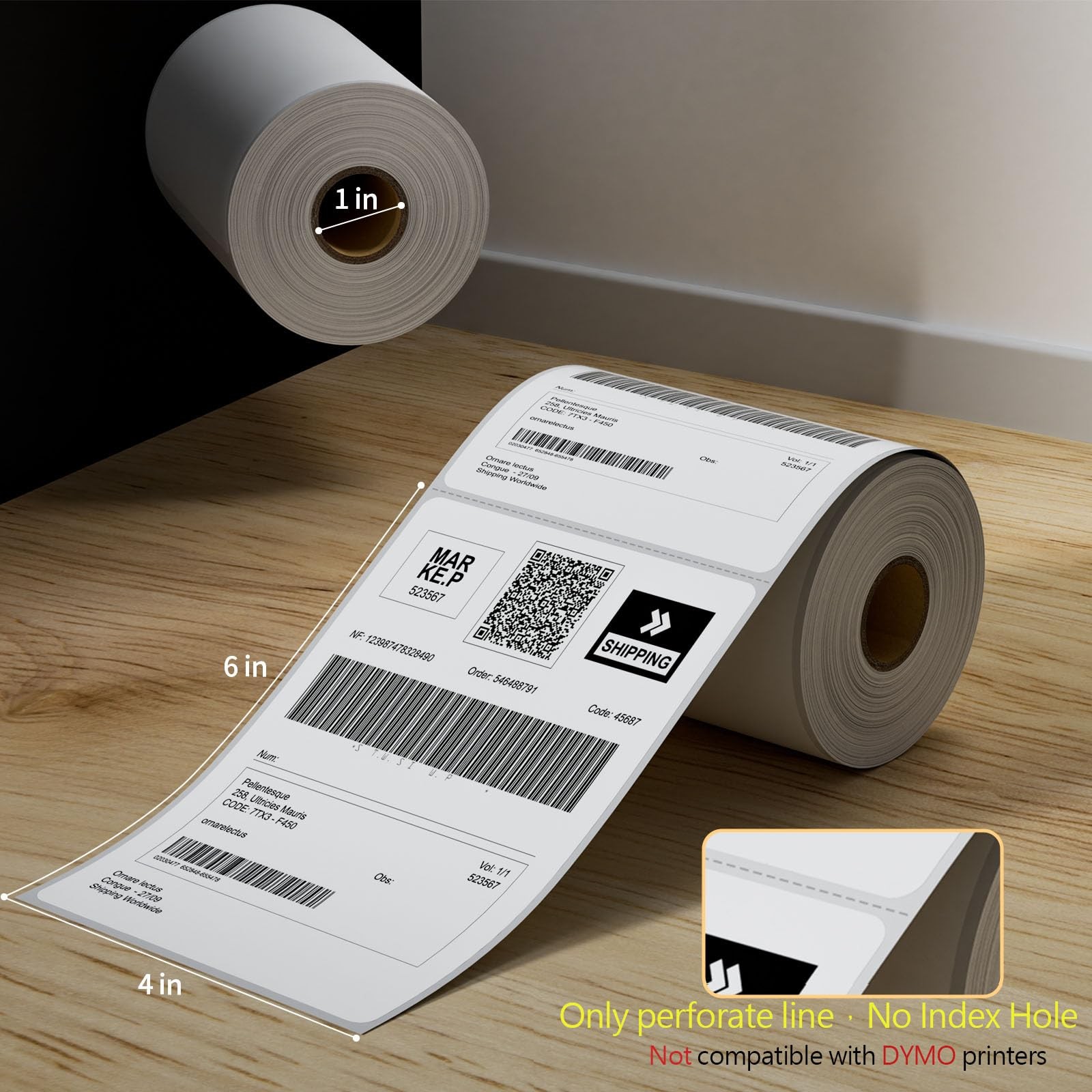 2 Rolls 4″ x 6″ Direct Thermal Printer Label, 250 Labels/Roll, Total 500 Ther…