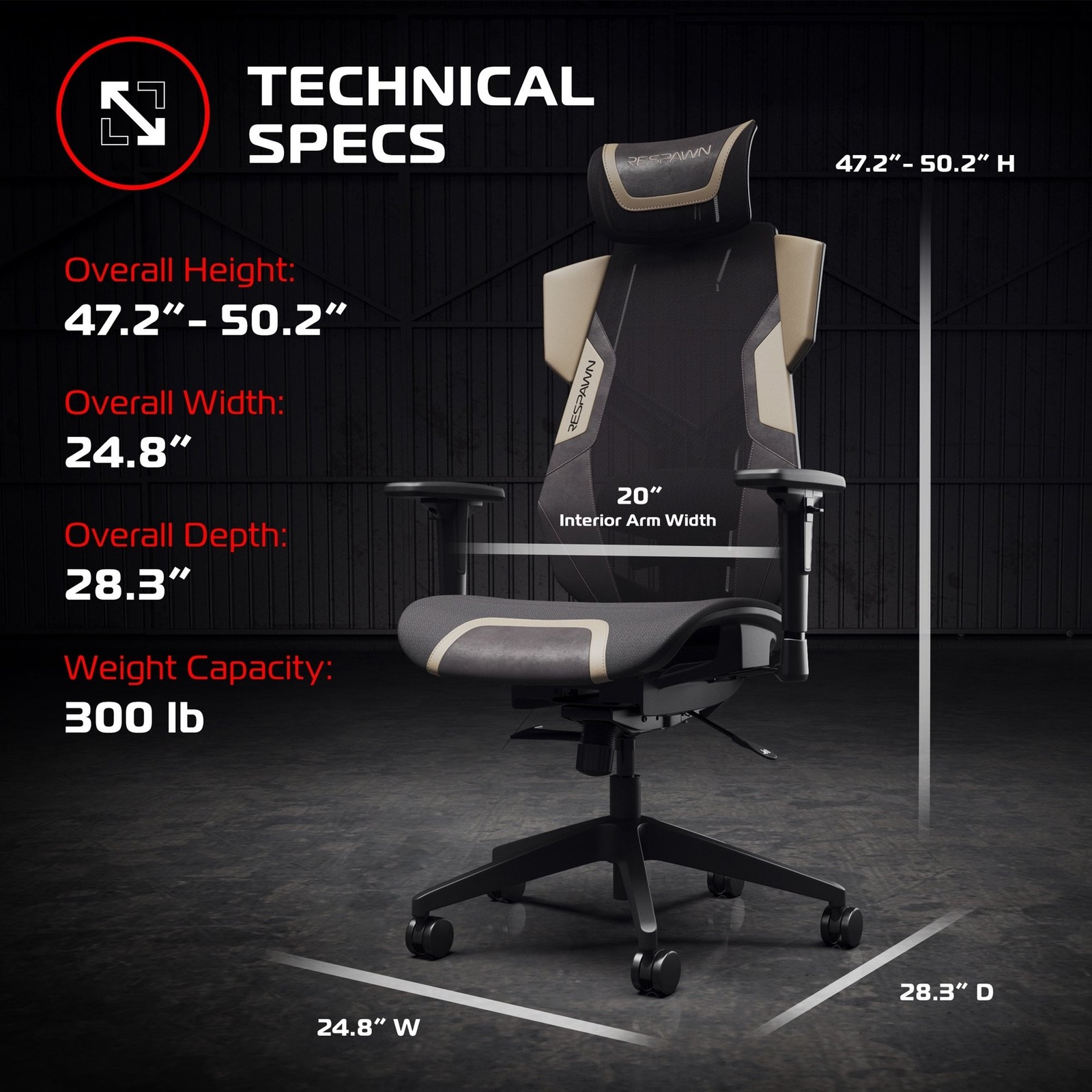 RESPAWN FLEXX Ergonomic Comfy Mesh Office Chair, Gaming Chair
