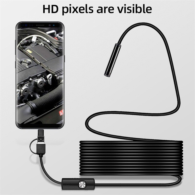 6LED USB Snake Endoscope Borescope HD Inspection Camera Scope for Android Type C