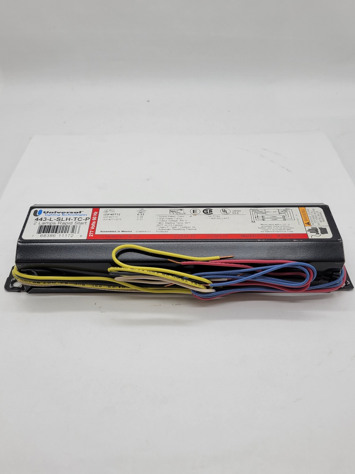 Advance 443-L-SLH-TC-P Rapid Start Electronic Ballast 277V 2-Lamp F40T12 Type 1