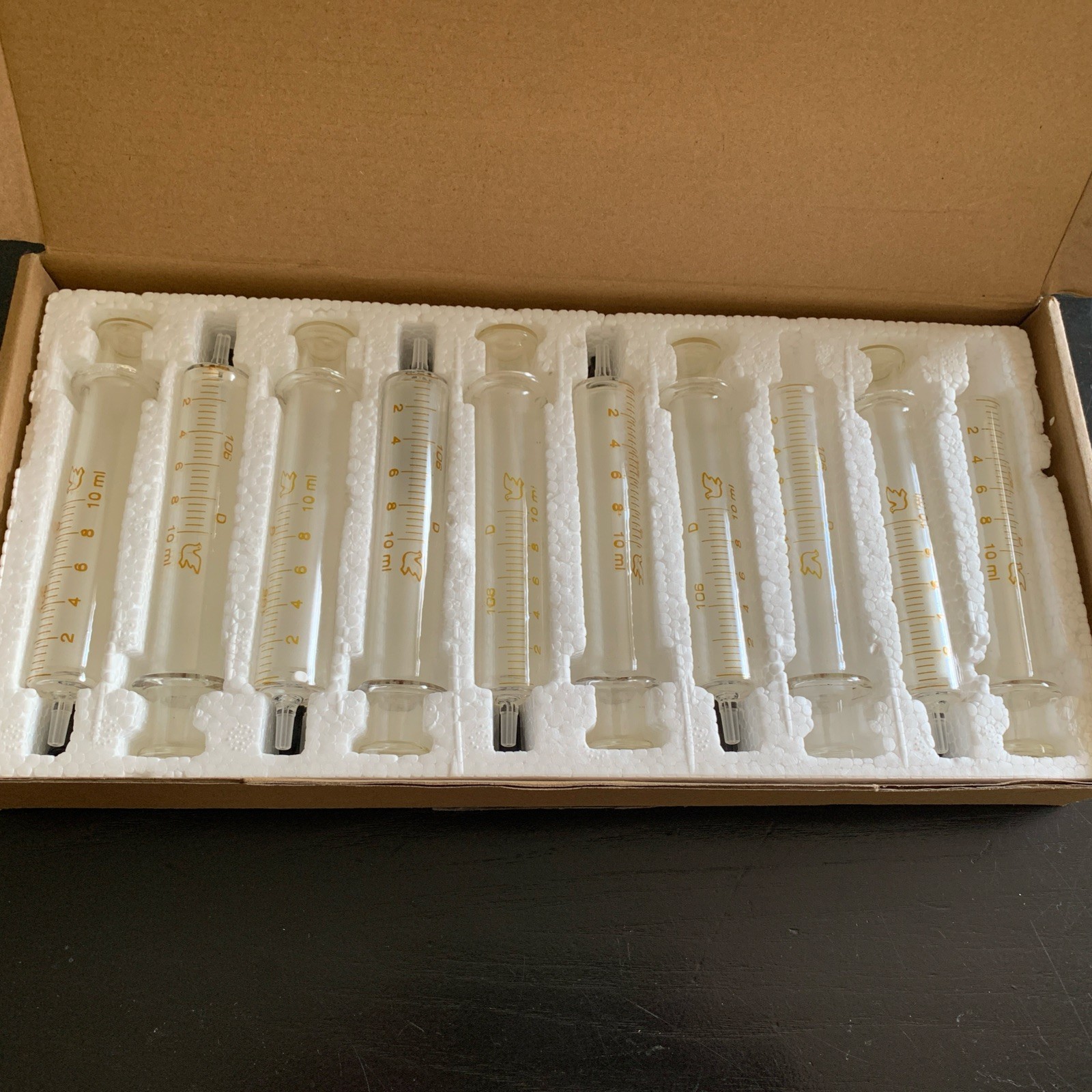 10 Borosilicate Glass Syringes 10 cc/ml New Reusable with slip tip cap