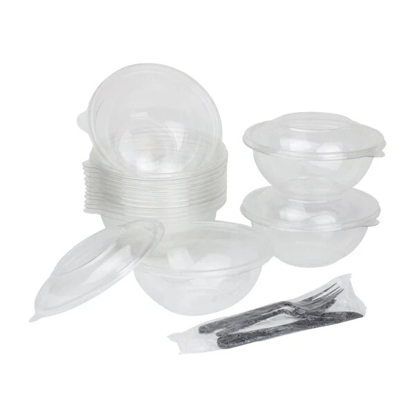 Karat 32oz PET Plastic Salad Bowl Lids – 300 ct, FP-BRL185-PET