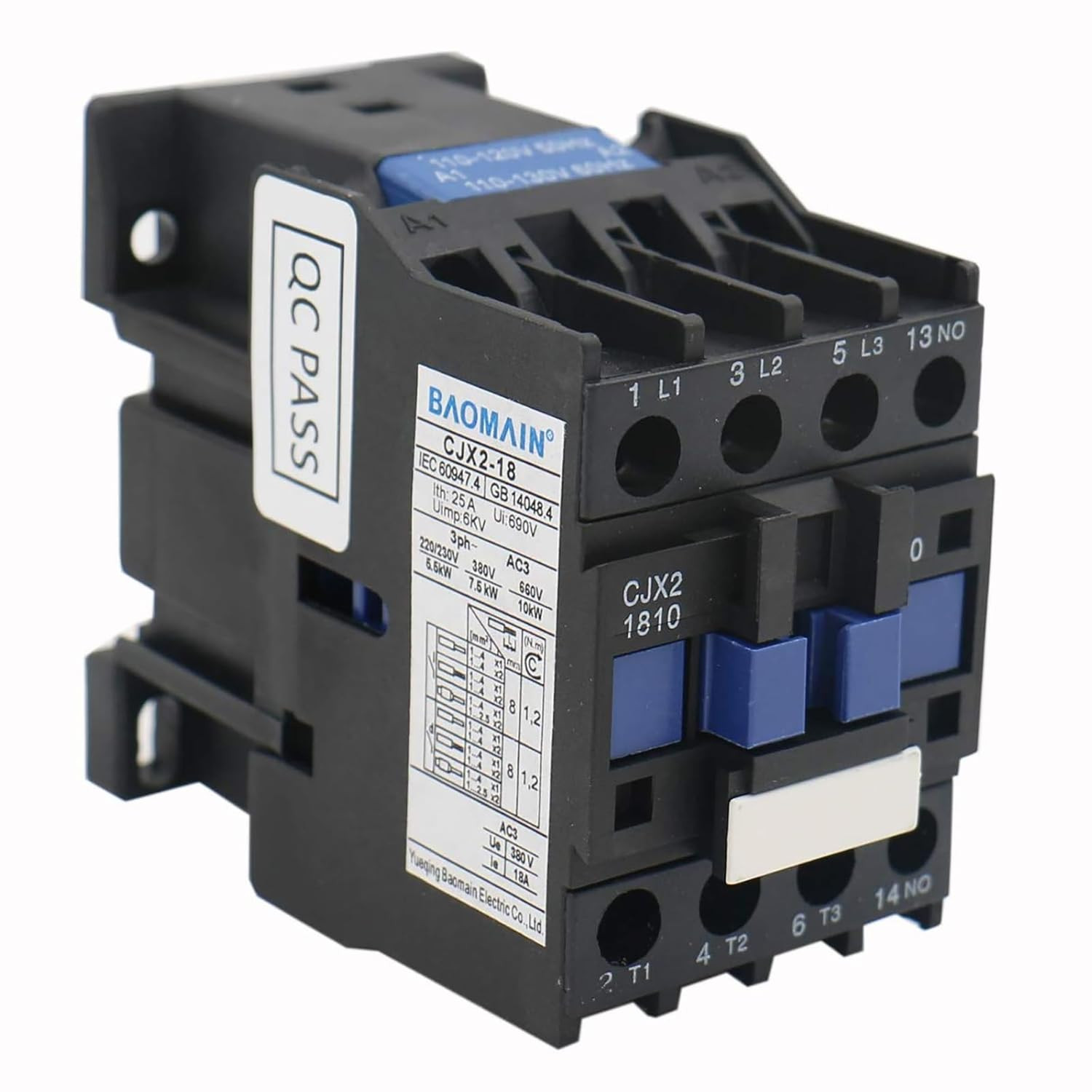 AC Contactor CJX2-1810 Coil 110V 50/60Hz 3 Phase 1NO (Normally Open)