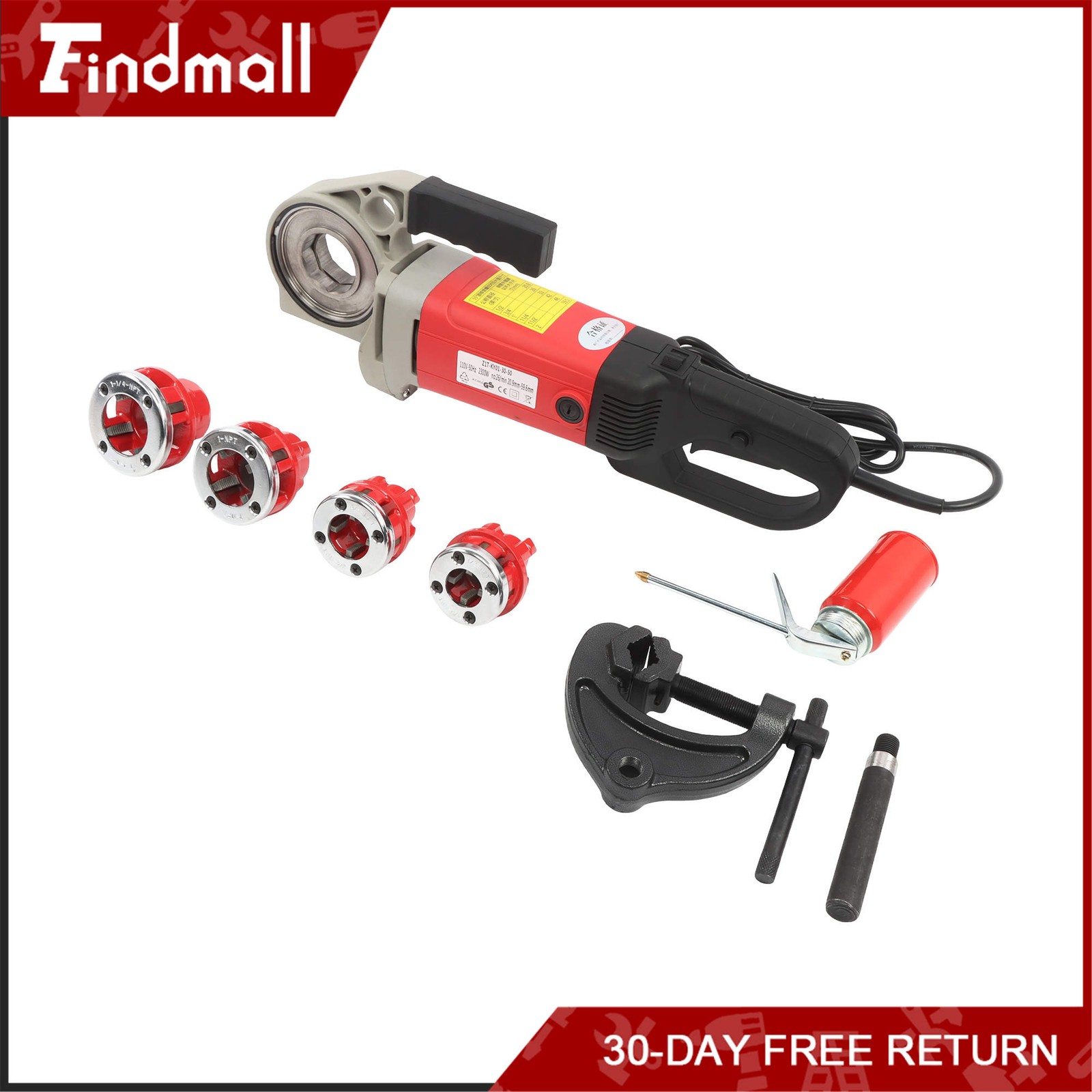Findmall 2300W Pipe Threading Machine 1/2-1-1/4″ Electric Threader 4 Blades
