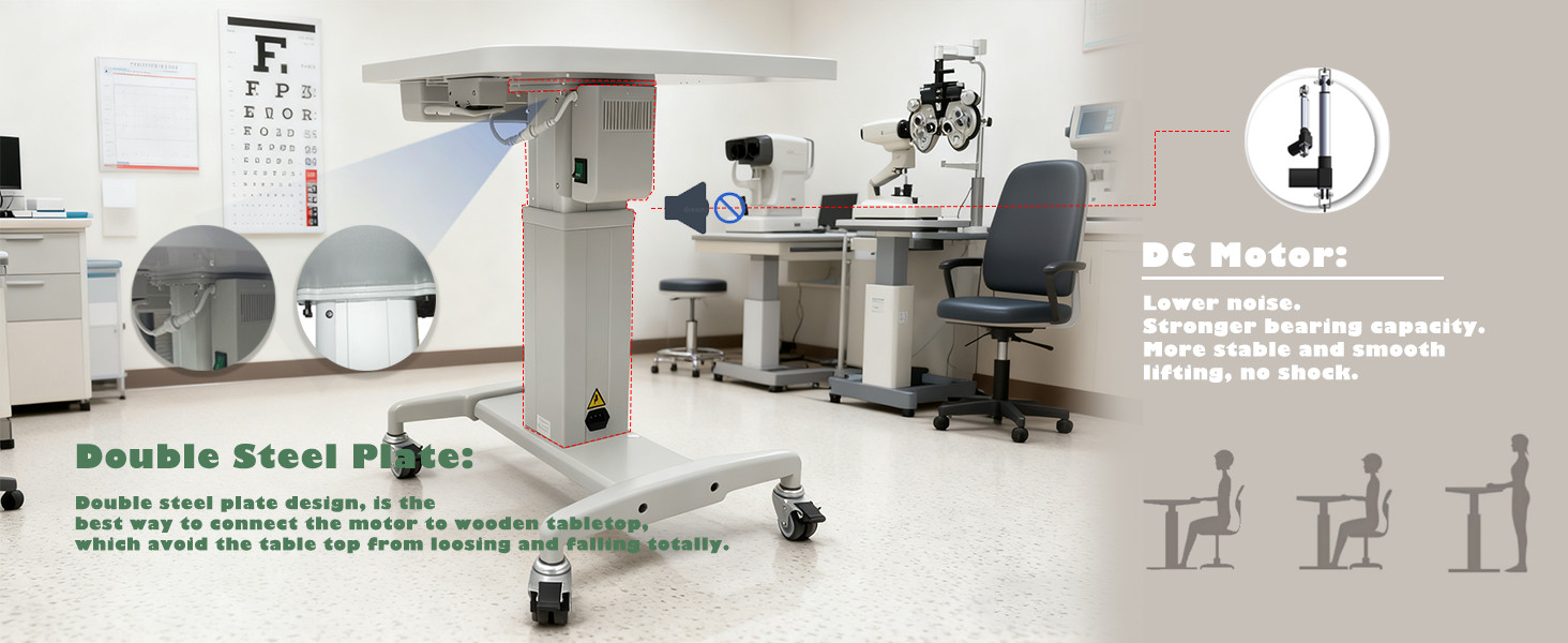 Optical Motorized Power table Ophthalmic Adjustable Instrument Table 23″ x 18″