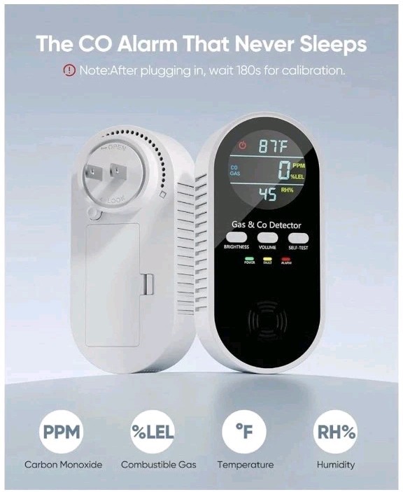 New 5-in-1 Carbon Monoxide Detector Natural Gas Leak Detector KH168 Travel/Home