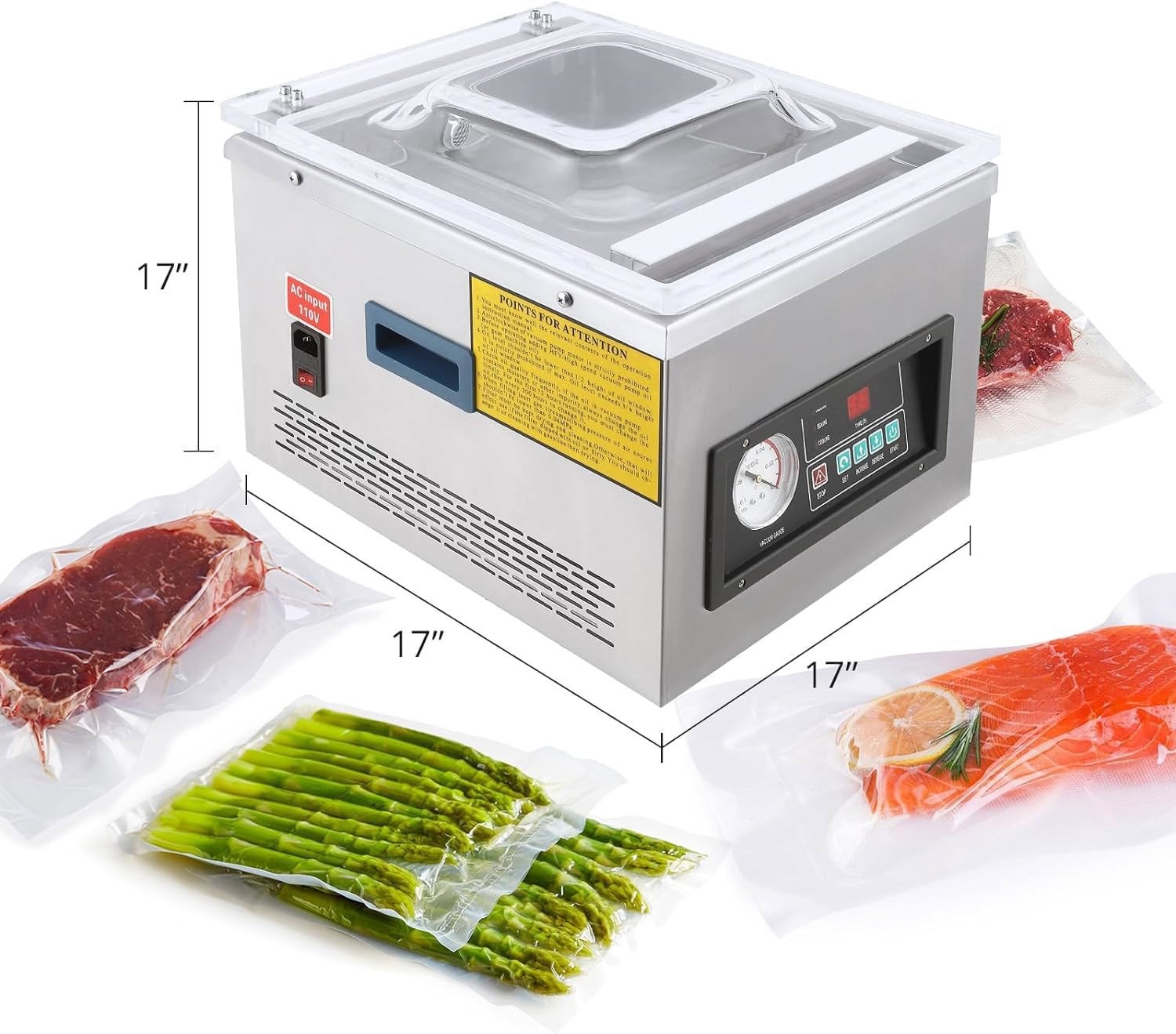 Garvee 12″ Chamber Vacuum Sealer 6.5 m³/h Automatic Stainless Steel Commercial