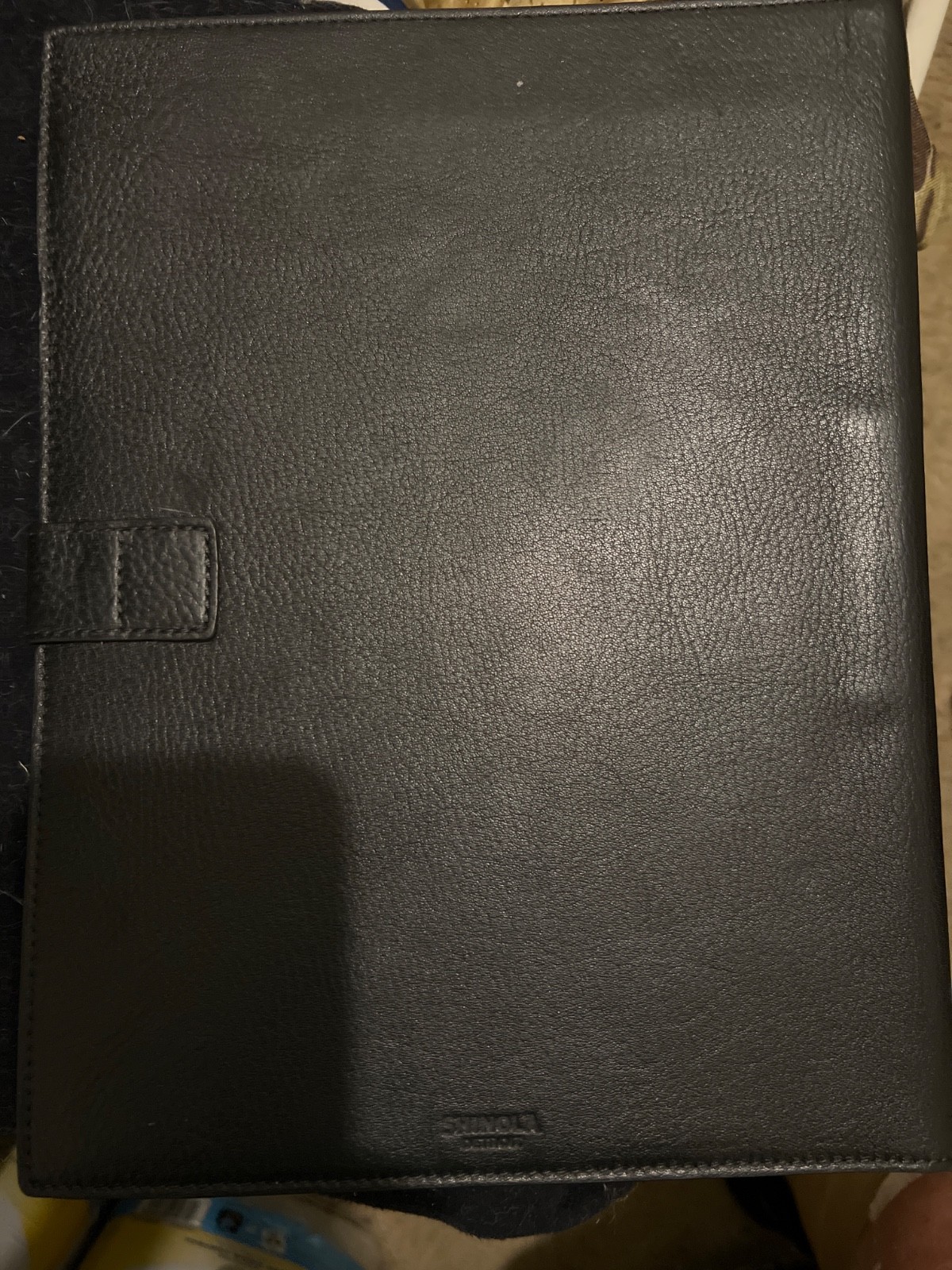 Shinola Lux Leather (Black) Notebook/Portfolio, Magnetic Closure, Pen Loop