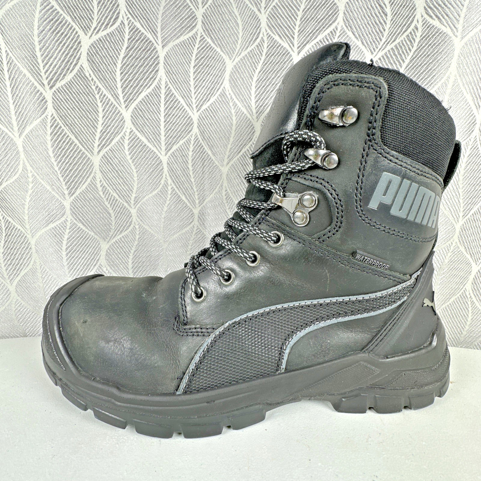 Puma Conquest Mens Size 9 Black Comp Toe Side Zip Safety Boots 630675