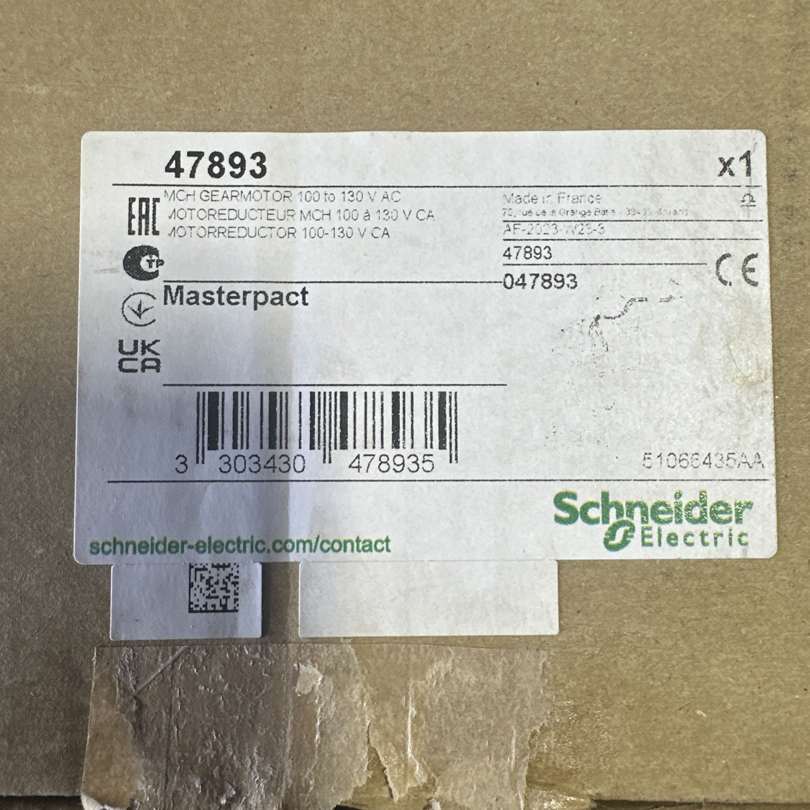Schneider Electric 47893 NW Gear Motor New In Factory Box
