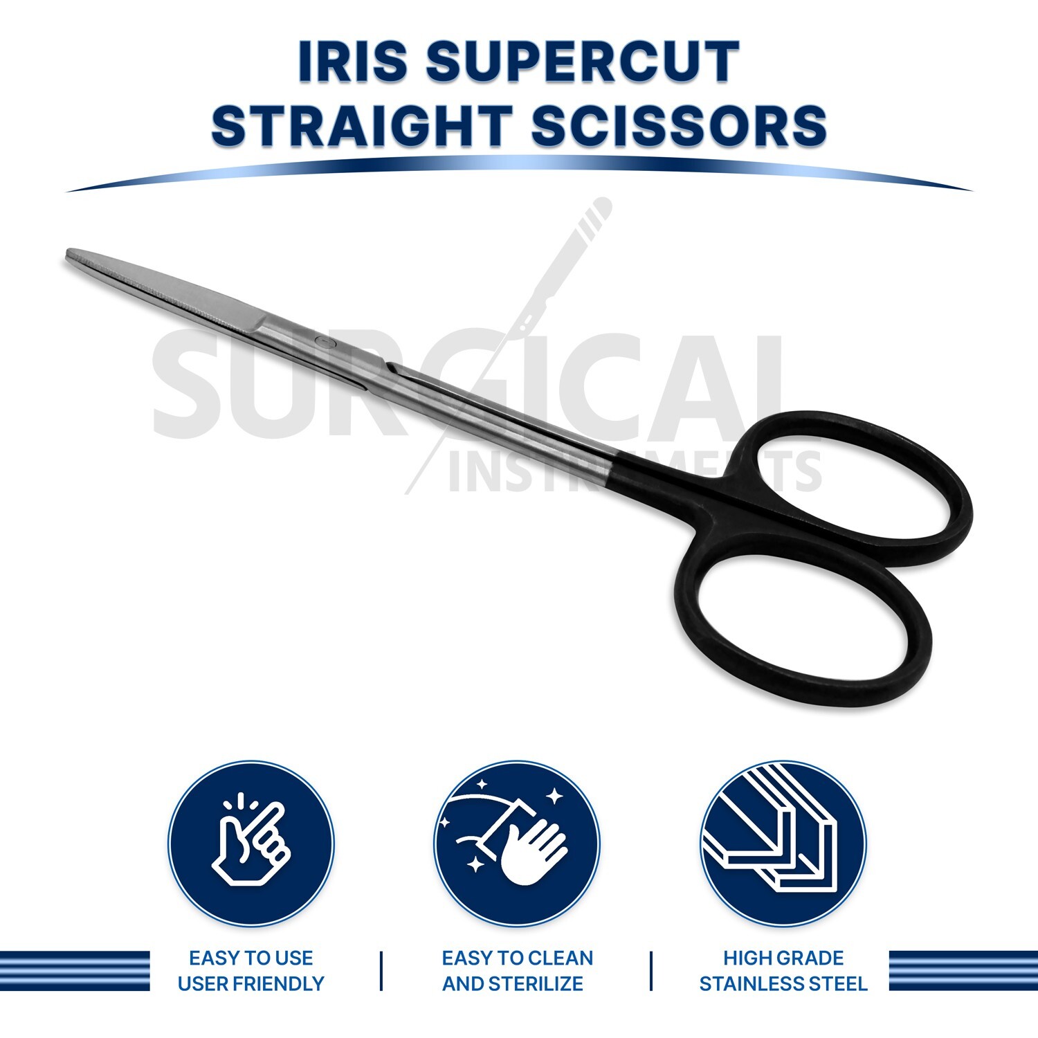 Supercut Iris Scissors Straight Surgical Instruments 4.5″ Stainless German Grade