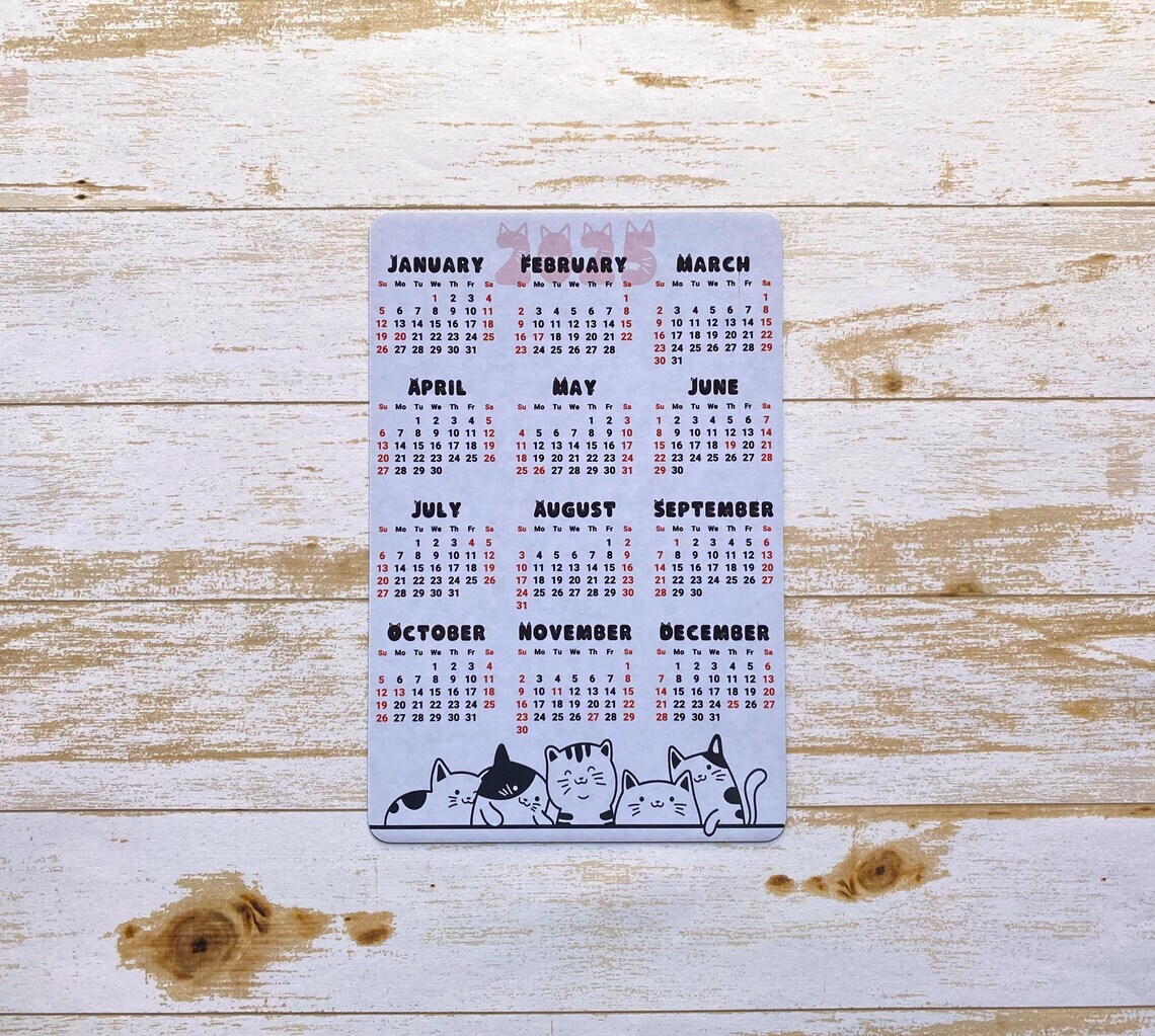 Cat Lover Calendar Magnet 4″ x 6″ | Start On Any Month | Magnetic Calendar
