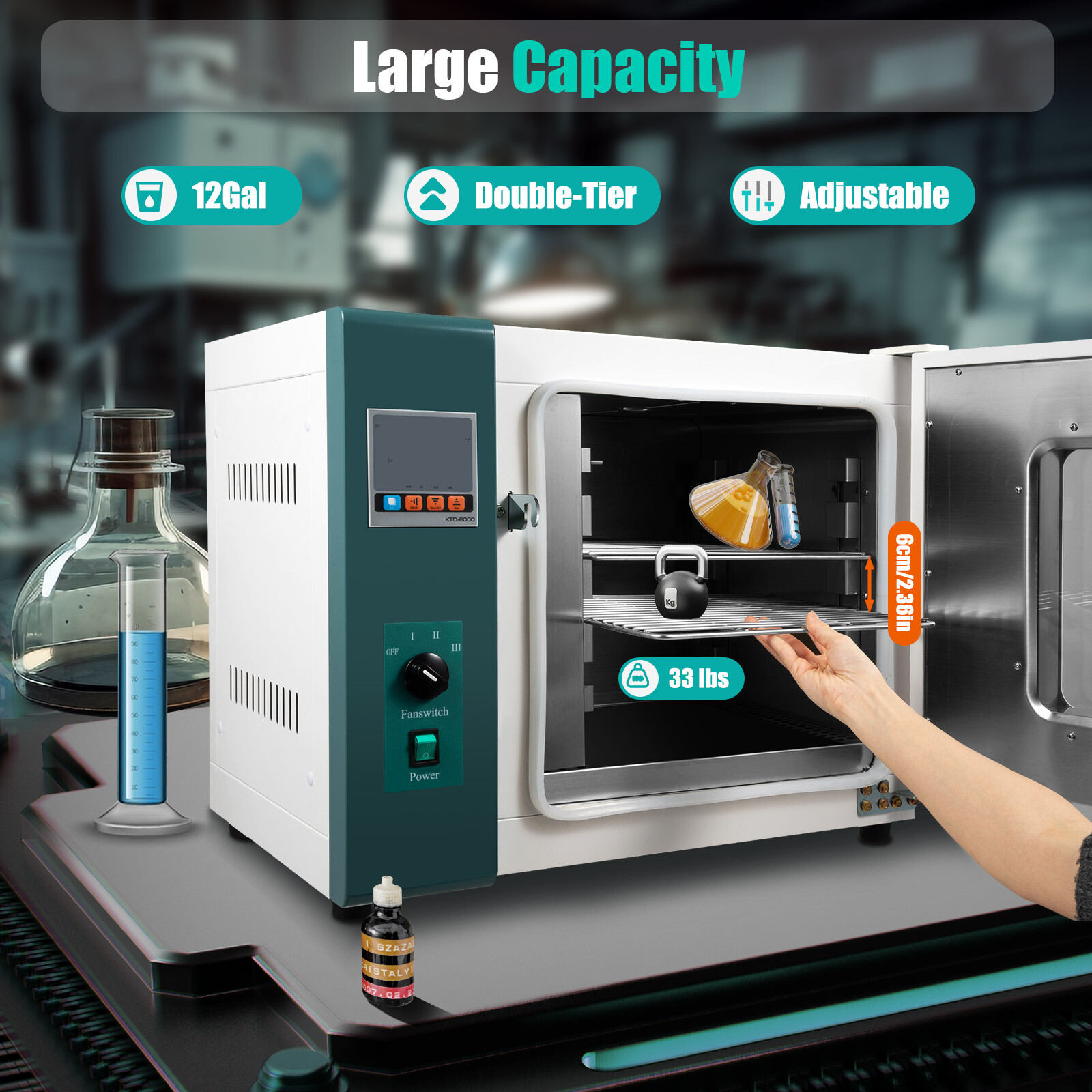 12 Gal 1000W Industrial Drying Oven Lab Industrial Digital Forced Air Convection