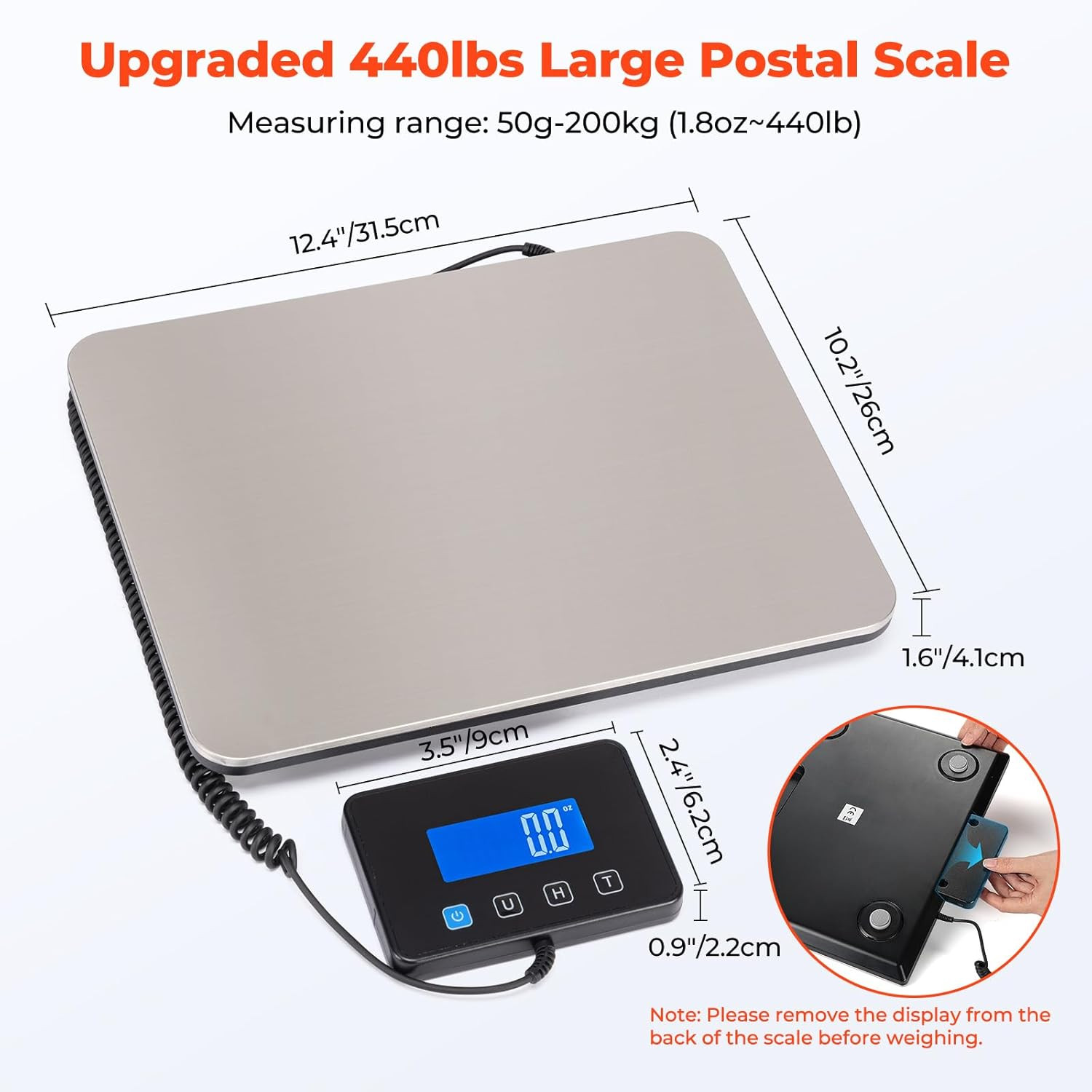 MUNBYN Shipping Scale, 440Lb/1.8Oz Digital Postal Scale for Packages with Hold/T