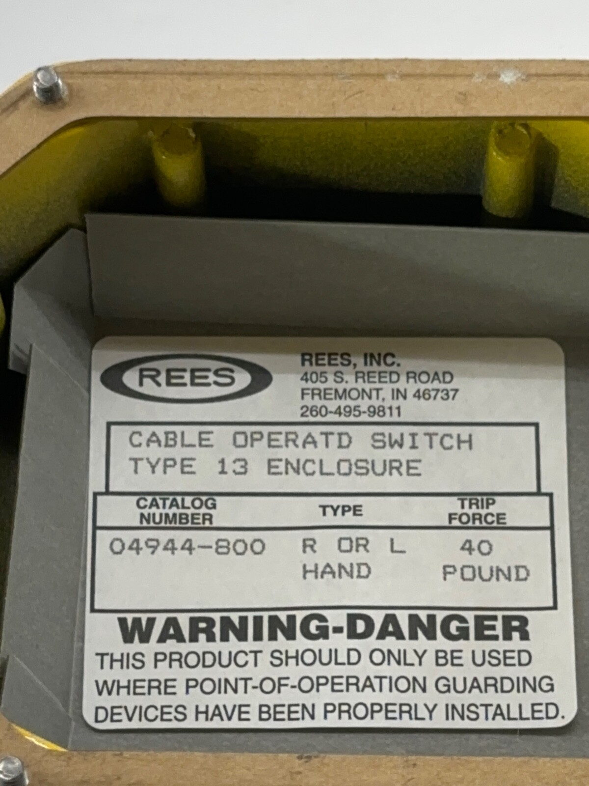 REES 04944-800 Cable Operate Switch 40 Pound