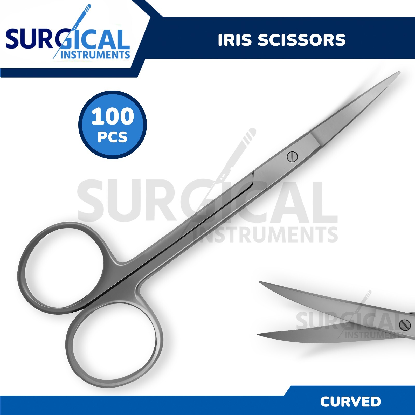 100 Pcs Iris Scissors 4.5″ Curved Surgical Dental Instruments German Grade