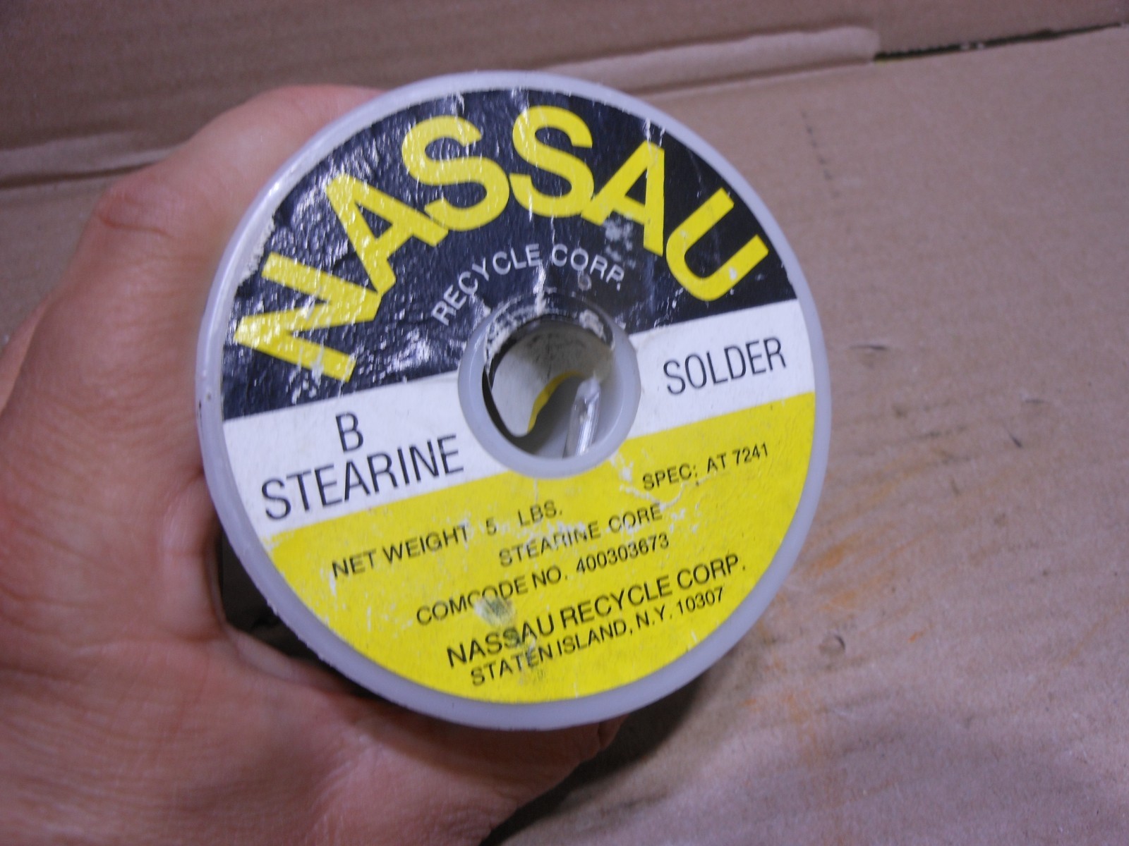 5LB Roll Nassau B Stearine Solder SPEC AT-7241