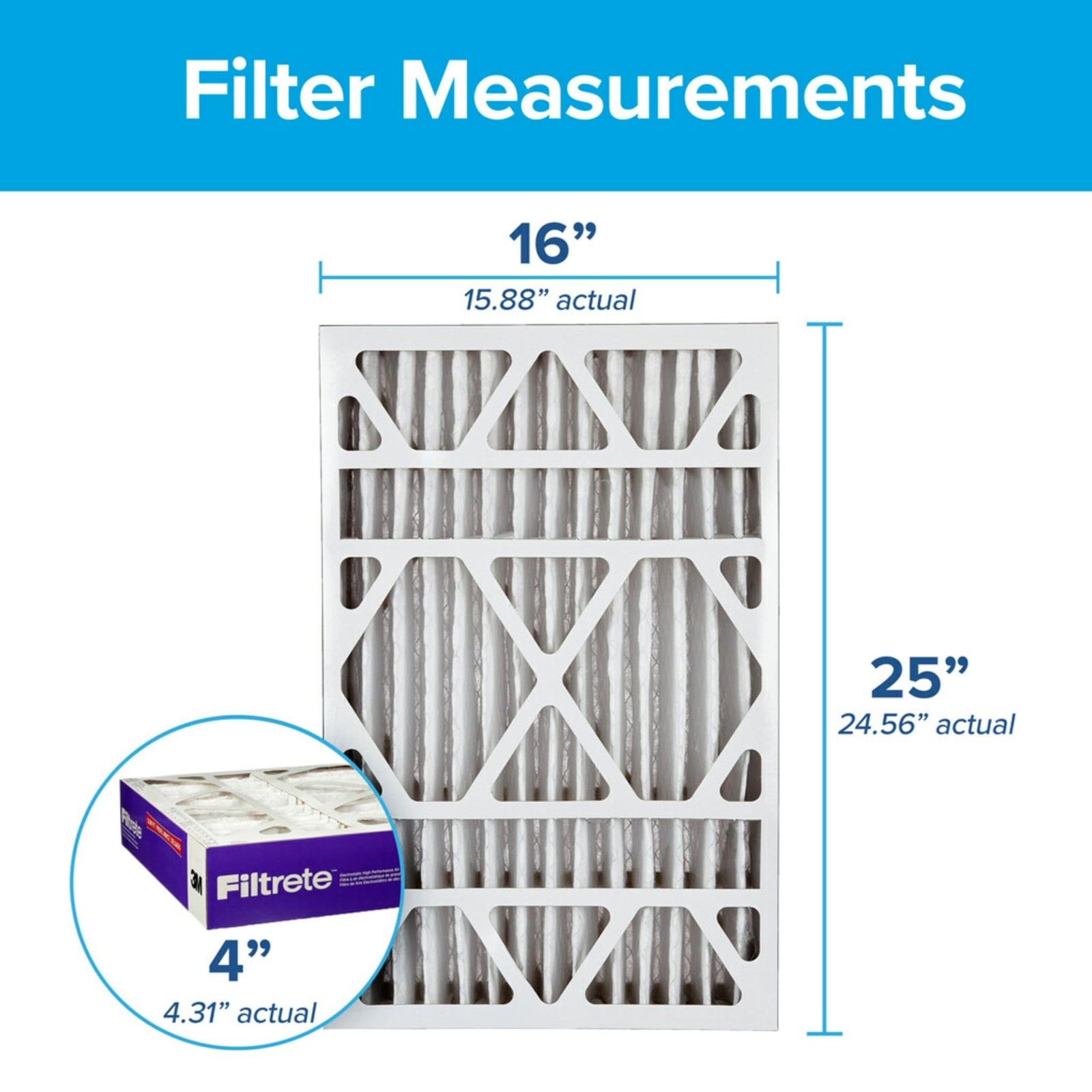 Filtrete 16X25X4 Air Filter Merv 12 Mpr 1550 Certified Friendly 2-Pack Fits Ac