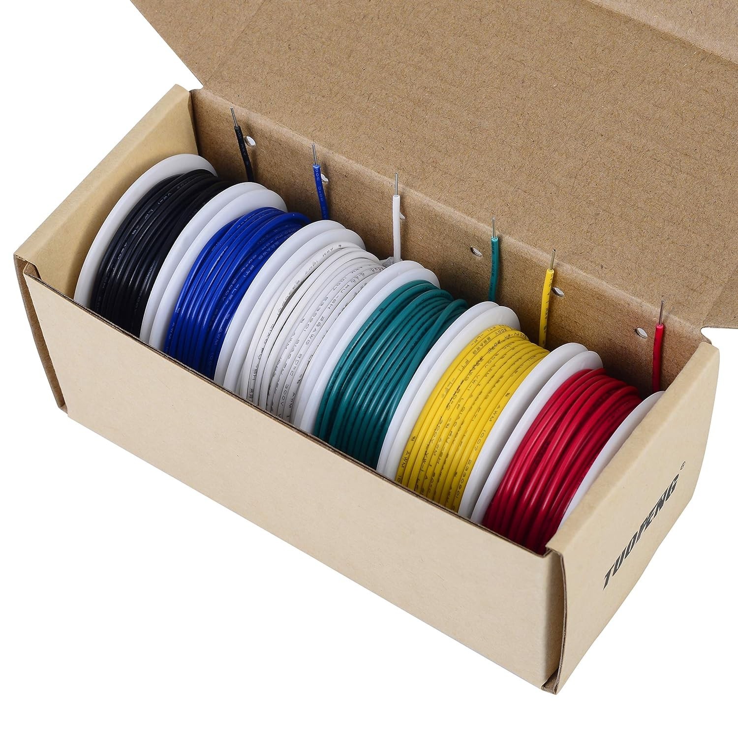 Durable 22 AWG Solid Core Wire: 6 Colors, 30ft Spools – Easy Handling for DIY