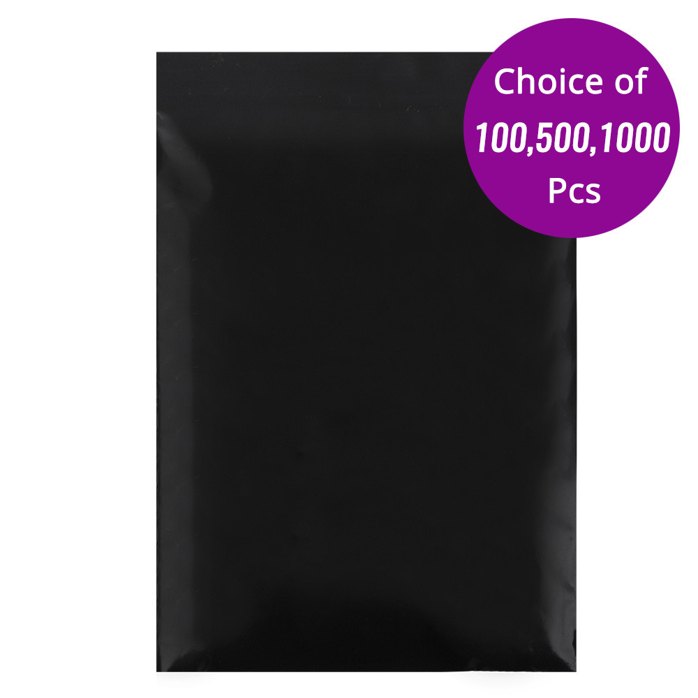 5×7.75in Flat Glossy Black Poly Plastic Zip Lock Pouch Bag w/ Machine B07
