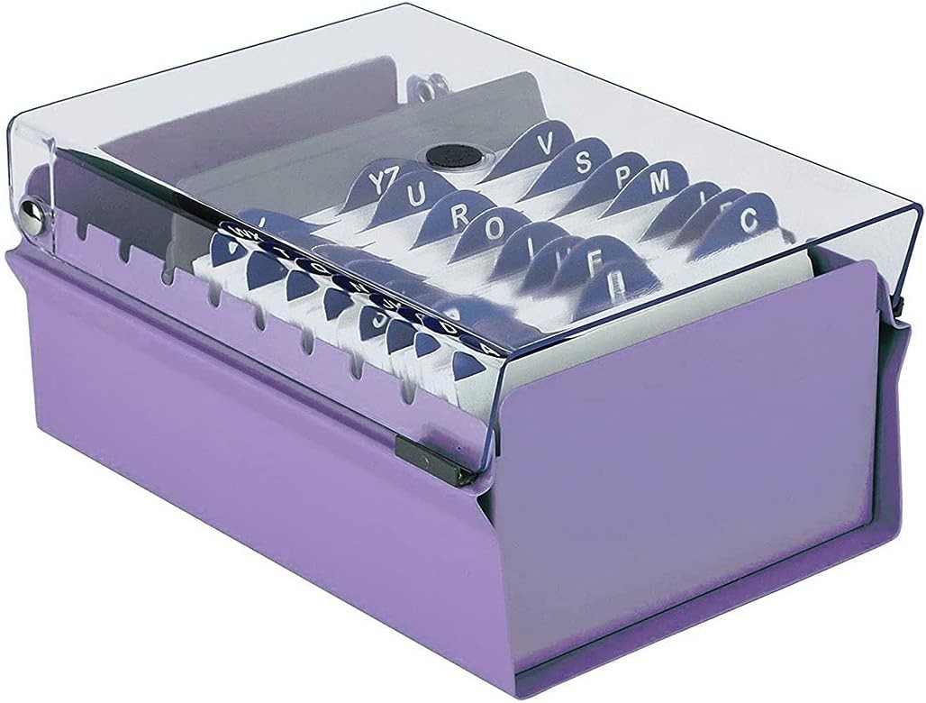 Heavy Duty 3×5 Card File Box Organizer + AZ Index – Purple